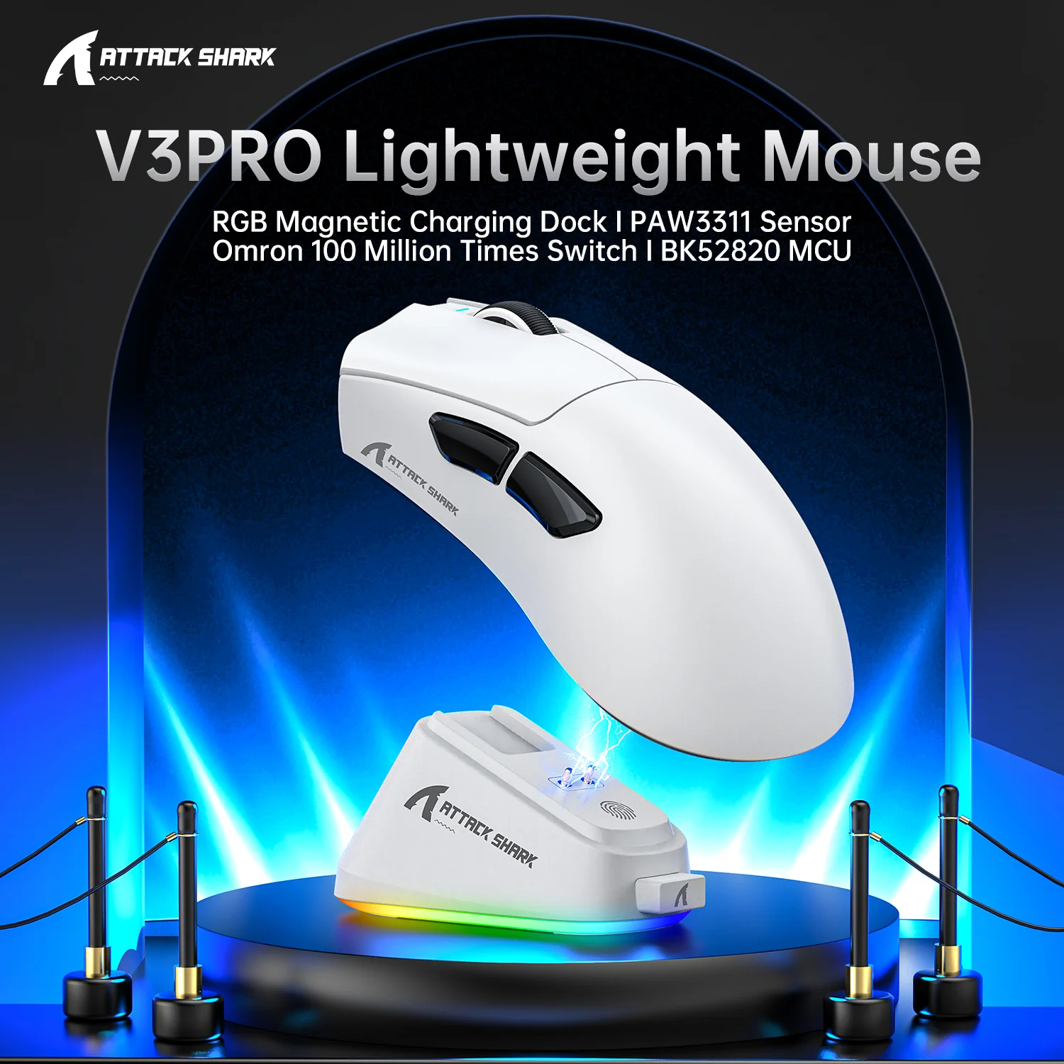ATTACK SHARK V3PRO Ultra-Light Tri-Mode Gaming Mouse with Charging Dock 8 ATTACK SHARK V3PRO Ultra-Light Tri-Mode Gaming Mouse with Charging Dock