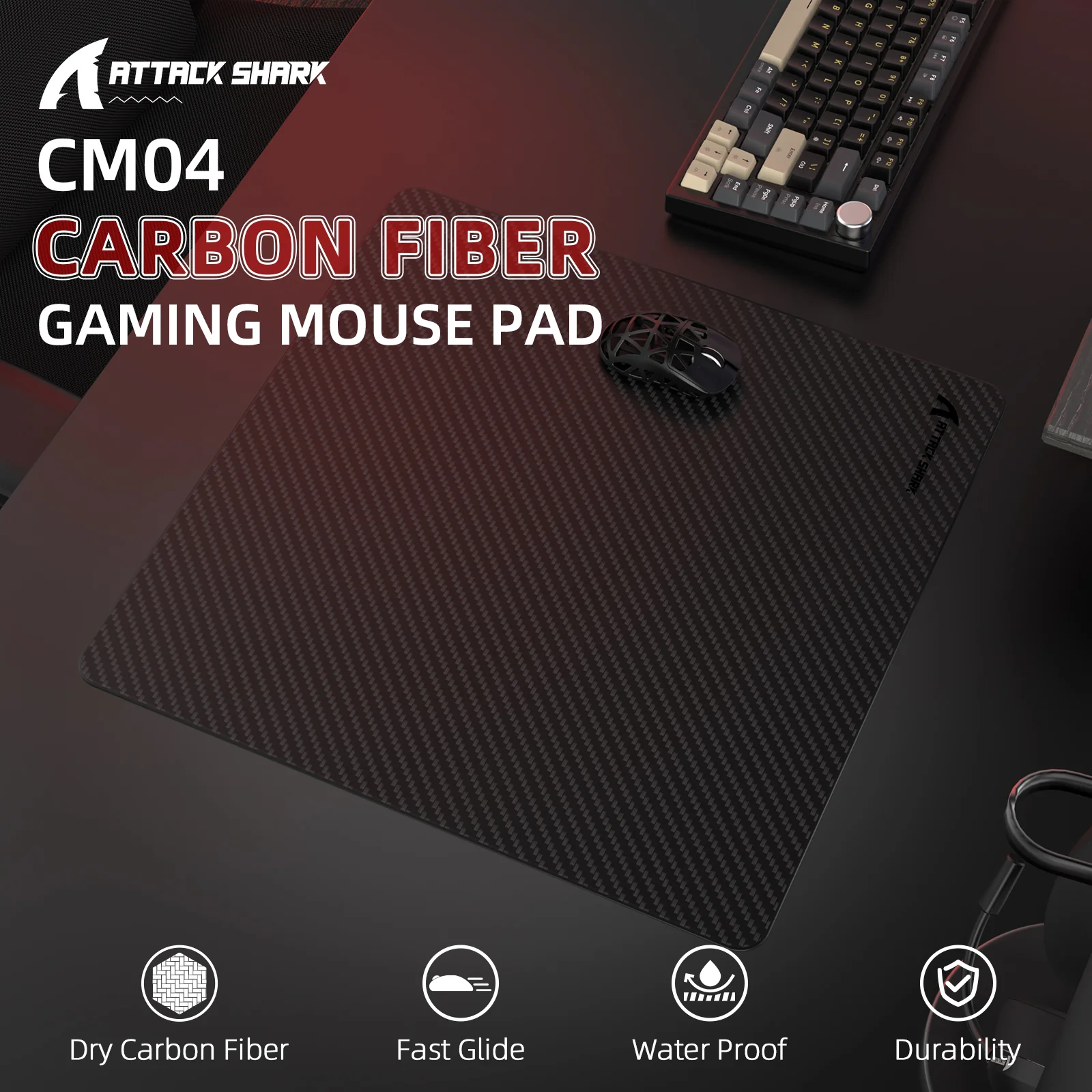 ATTACK SHARK CM04 Genuine Carbon Fiber eSport Gaming Mousepad 11 ATTACK SHARK CM04 Genuine Carbon Fiber eSport Gaming Mousepad