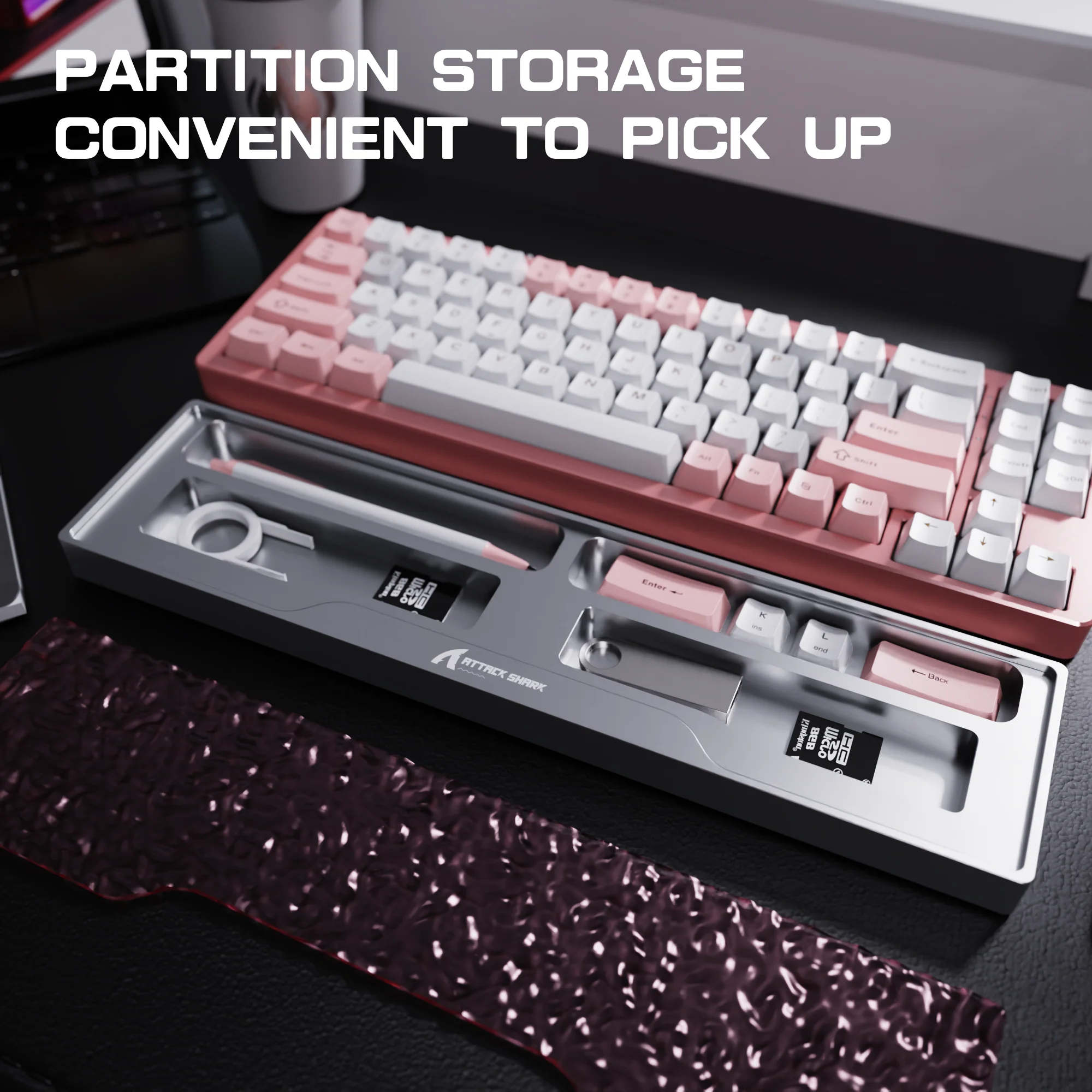 ATTACK SHARK Aluminum Alloy Wrist Rest with Partition Storage Case 11 ATTACK SHARK Aluminum Alloy Wrist Rest with Partition Storage Case