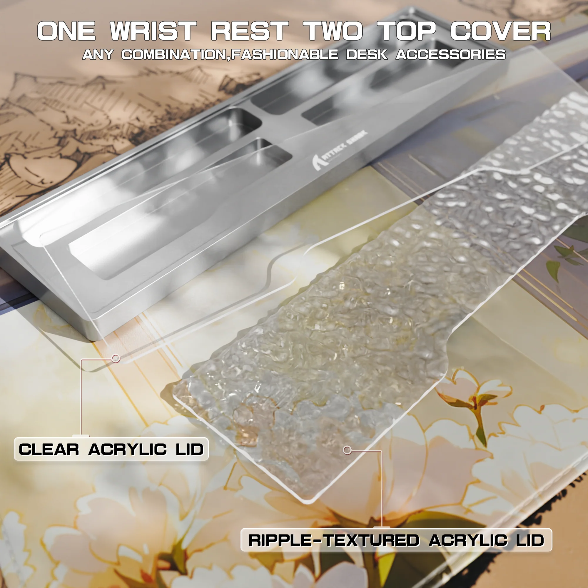 ATTACK SHARK Aluminum Alloy Wrist Rest with Partition Storage Case 24 ATTACK SHARK Aluminum Alloy Wrist Rest with Partition Storage Case