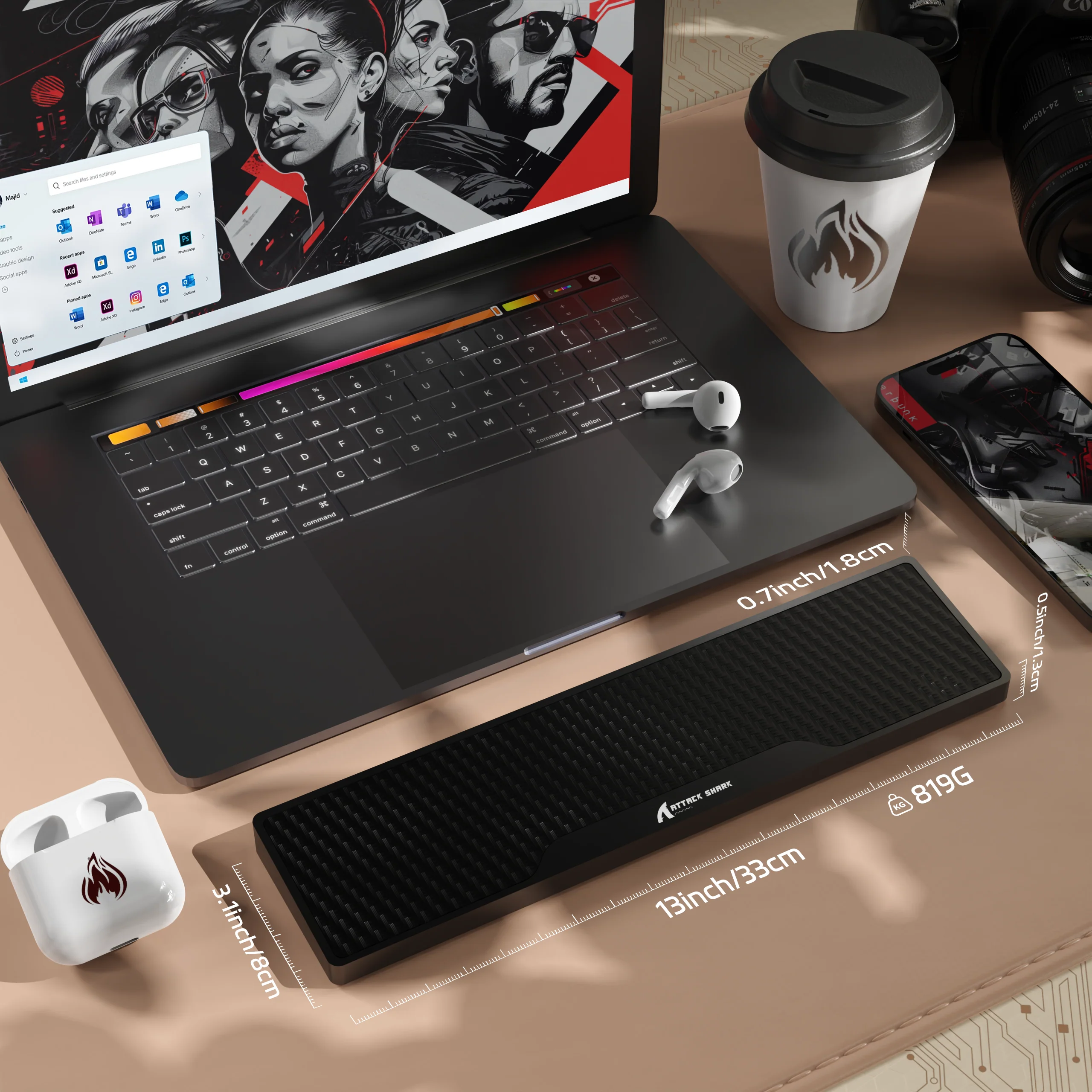 ATTACK SHARK Aluminum Alloy Wrist Rest with Partition Storage Case 8 ATTACK SHARK Aluminum Alloy Wrist Rest with Partition Storage Case