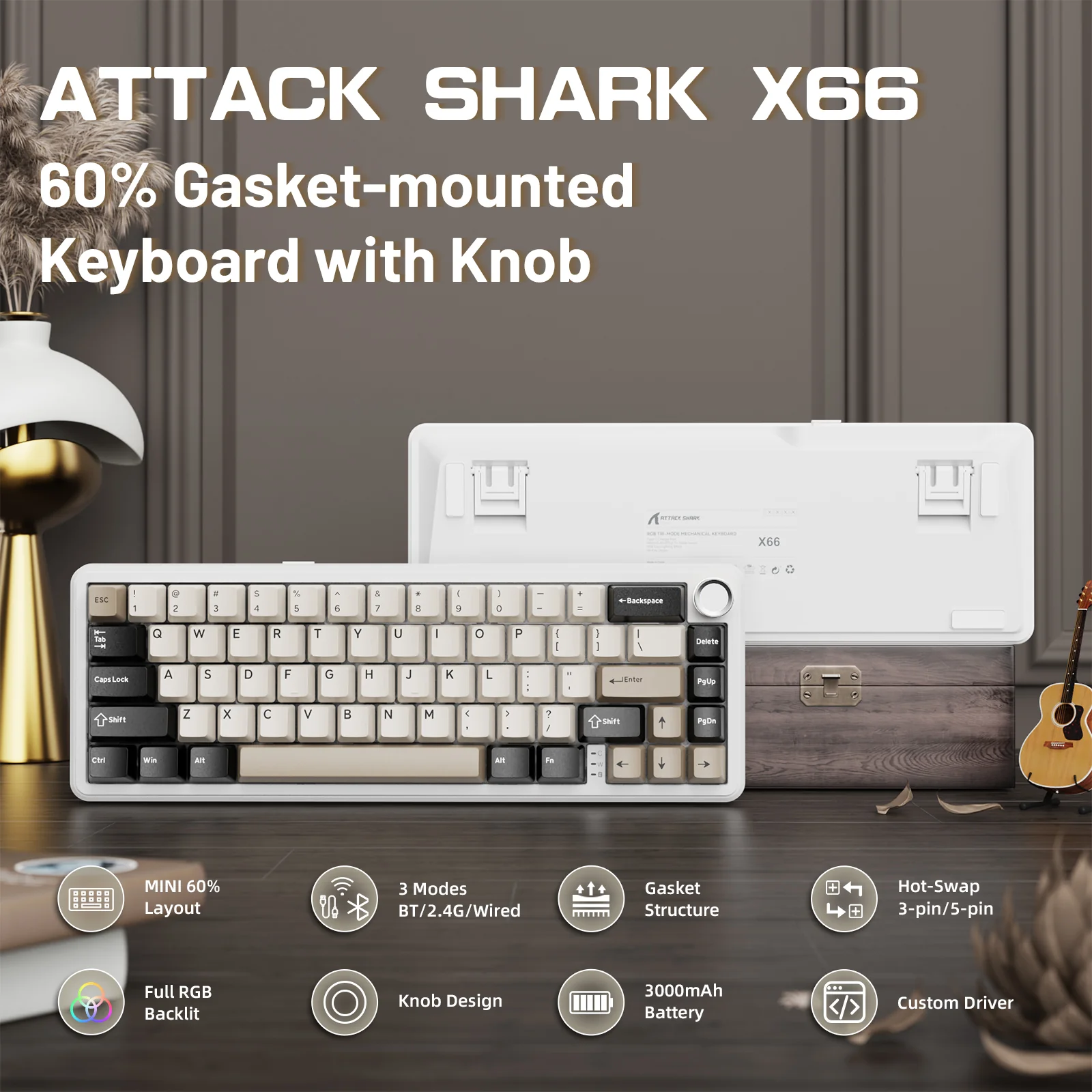 ATTACK SHARK X66 Wireless Mechanical Keyboard with 8K Coiled Cable 20 ATTACK SHARK X66 Wireless Mechanical Keyboard with 8K Coiled Cable