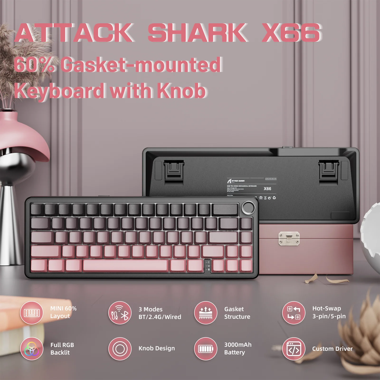 ATTACK SHARK X66 Wireless Mechanical Keyboard with 8K Coiled Cable 29 ATTACK SHARK X66 Wireless Mechanical Keyboard with 8K Coiled Cable