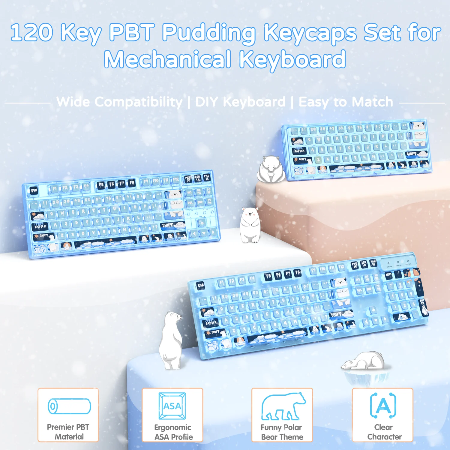 ATTACK SHARK 120 Keys PBT Dye-Sublimation Pudding Keycaps Set 10 ATTACK SHARK 120 Keys PBT Dye-Sublimation Pudding Keycaps Set