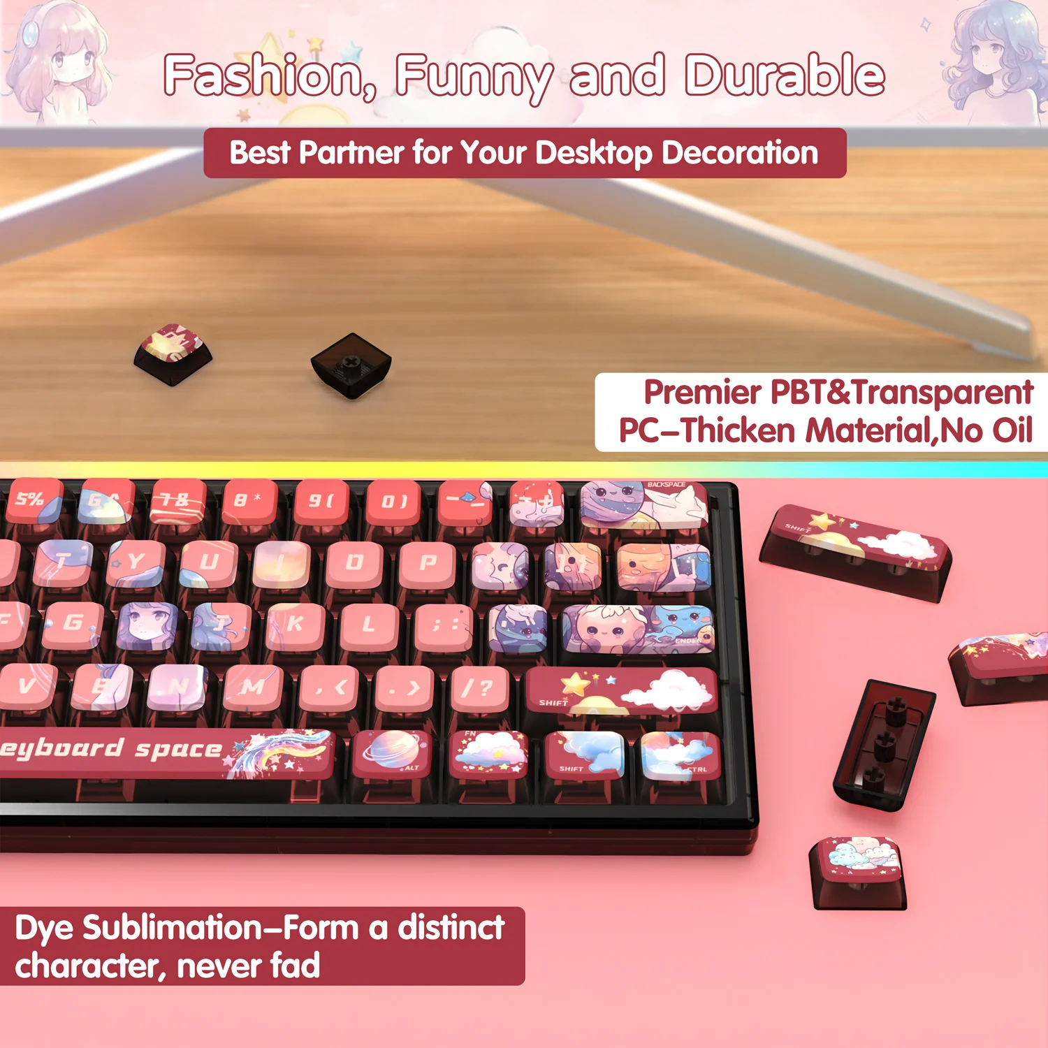 ATTACK SHARK 120 Keys PBT Dye-Sublimation Pudding Keycaps Set 37 ATTACK SHARK 120 Keys PBT Dye-Sublimation Pudding Keycaps Set