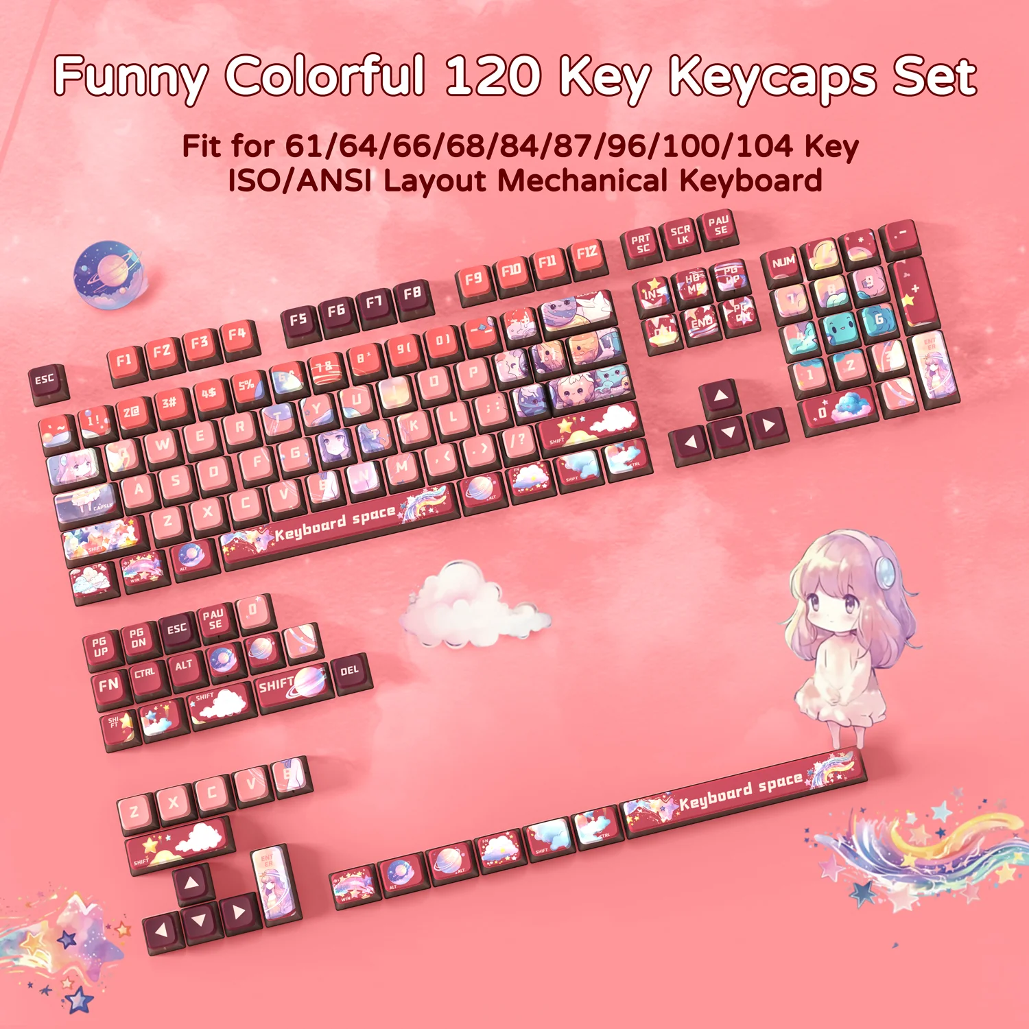 ATTACK SHARK 120 Keys PBT Dye-Sublimation Pudding Keycaps Set 40 ATTACK SHARK 120 Keys PBT Dye-Sublimation Pudding Keycaps Set