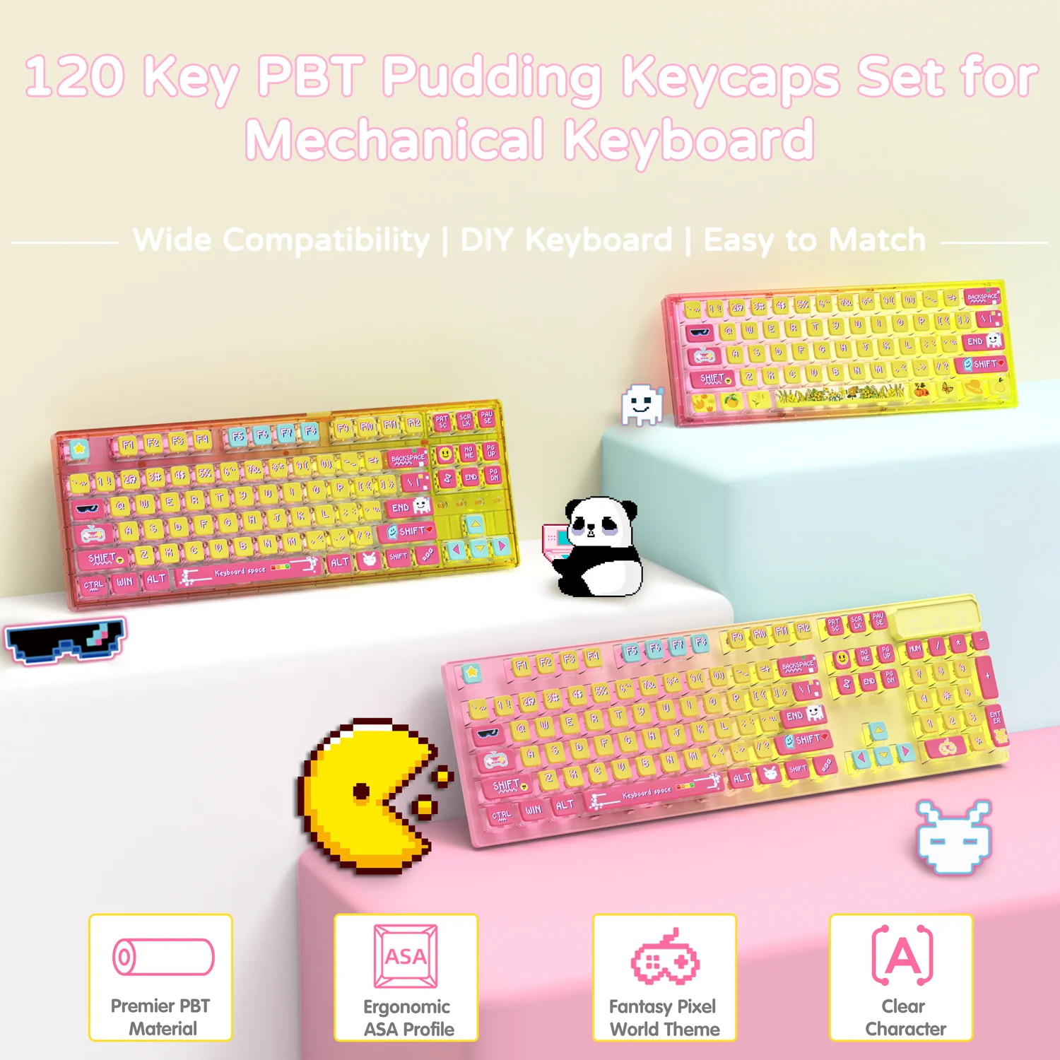 ATTACK SHARK 120 Keys PBT Dye-Sublimation Pudding Keycaps Set 42 ATTACK SHARK 120 Keys PBT Dye-Sublimation Pudding Keycaps Set