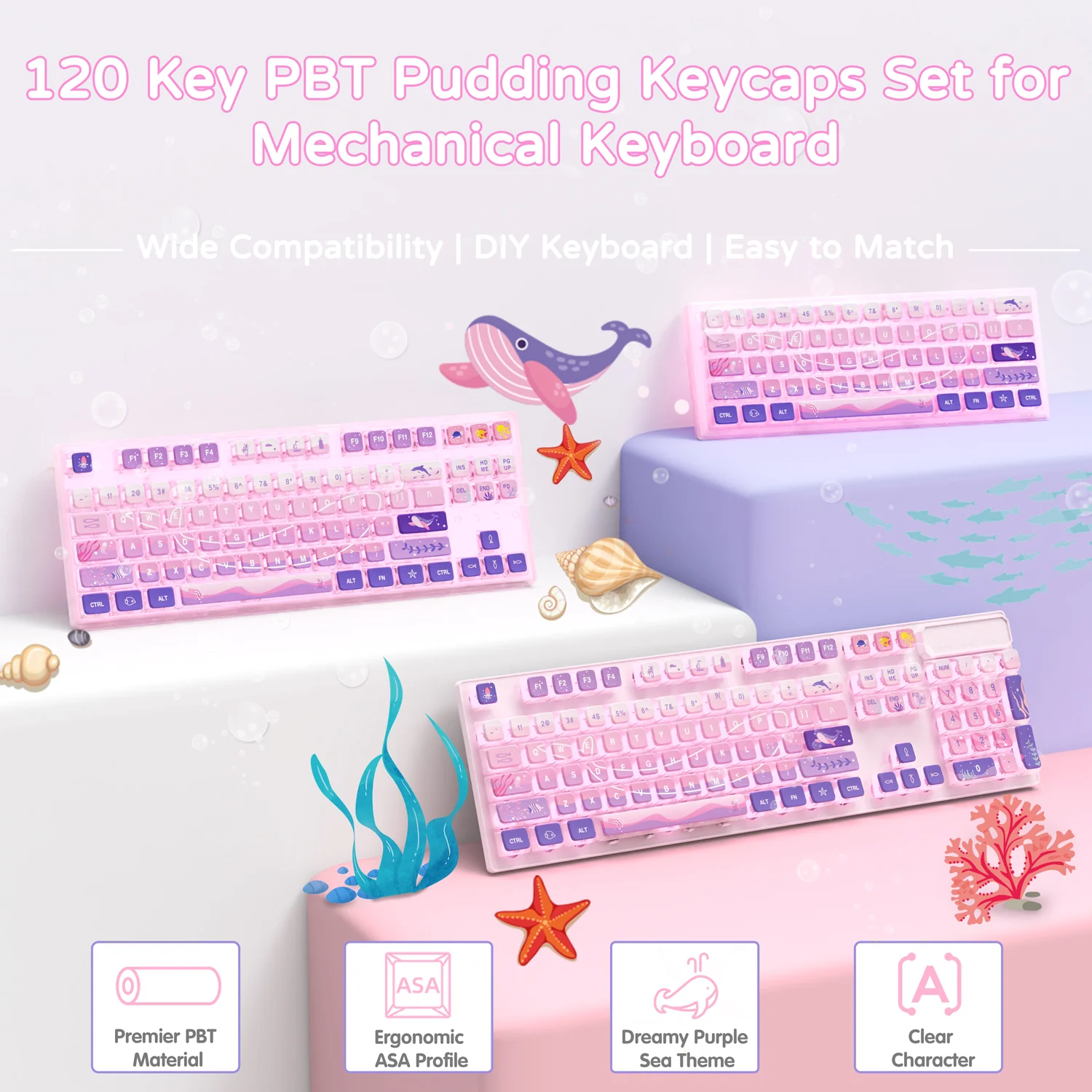 ATTACK SHARK 120 Keys PBT Dye-Sublimation Pudding Keycaps Set 49 ATTACK SHARK 120 Keys PBT Dye-Sublimation Pudding Keycaps Set