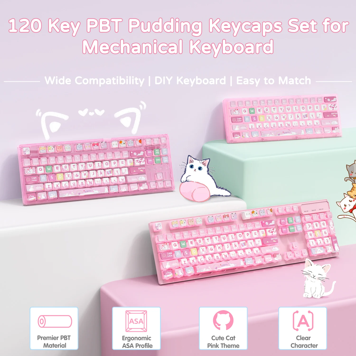 ATTACK SHARK 120 Keys PBT Dye-Sublimation Pudding Keycaps Set 57 ATTACK SHARK 120 Keys PBT Dye-Sublimation Pudding Keycaps Set