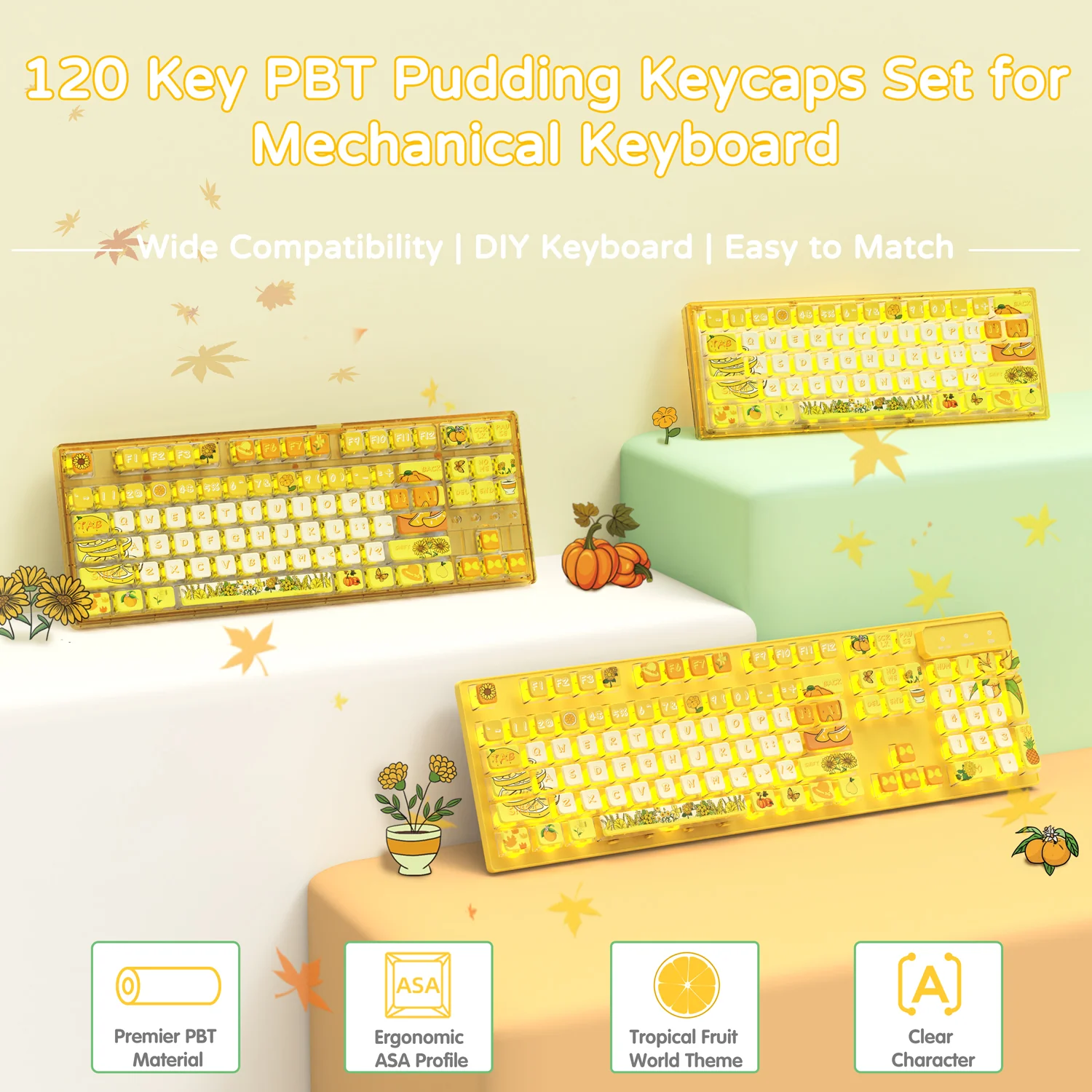 ATTACK SHARK 120 Keys PBT Dye-Sublimation Pudding Keycaps Set 63 ATTACK SHARK 120 Keys PBT Dye-Sublimation Pudding Keycaps Set