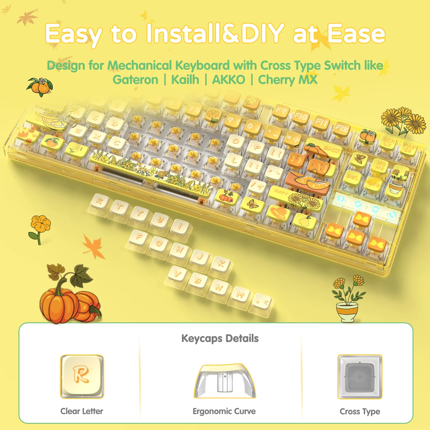 ATTACK SHARK 120 Keys PBT Dye-Sublimation Pudding Keycaps Set 65 ATTACK SHARK 120 Keys PBT Dye-Sublimation Pudding Keycaps Set