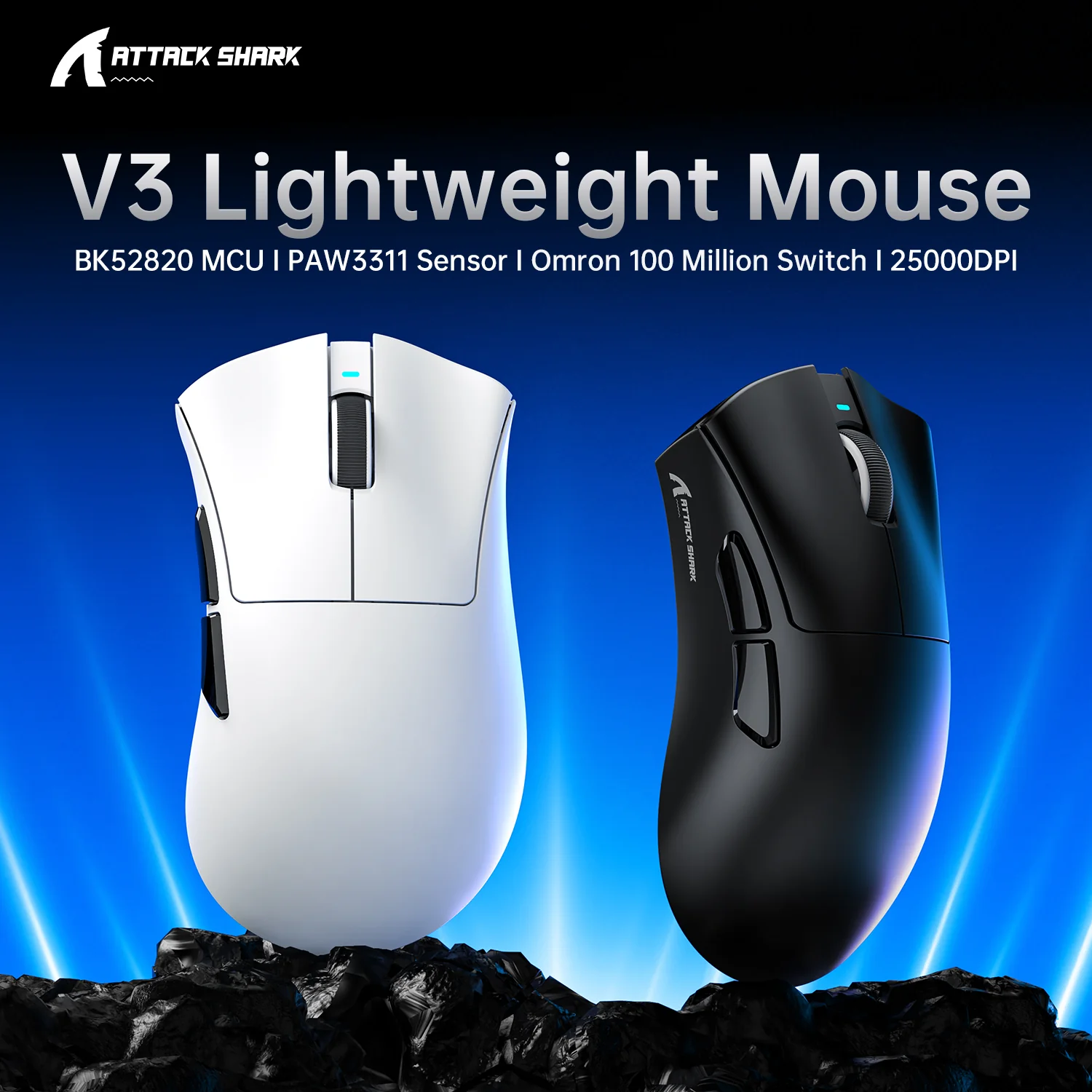 ATTACK SHARK V3 Ultra-Light Tri-Mode Gaming Mouse