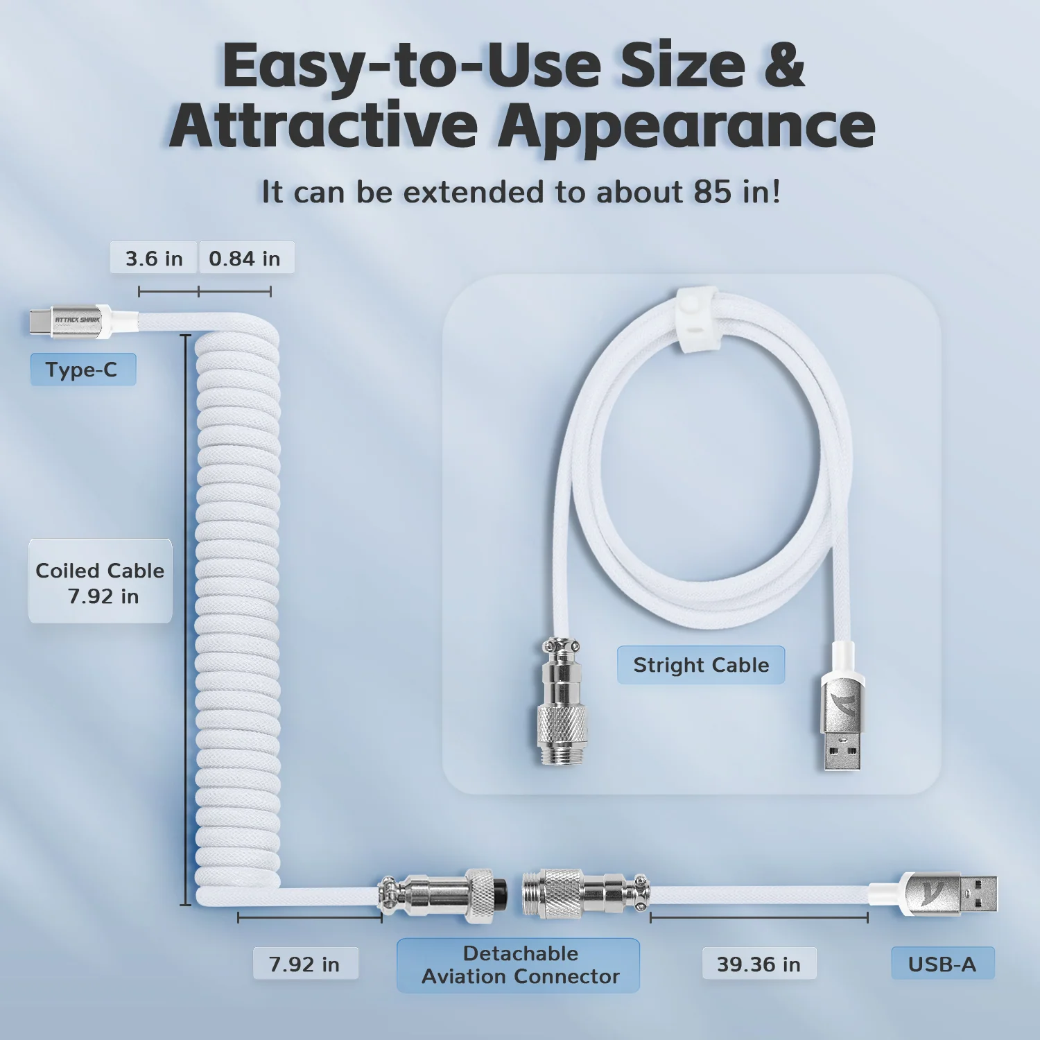 ATTACK SHARK C01PRO COILED CABLE 12 ATTACK SHARK C01PRO COILED CABLE