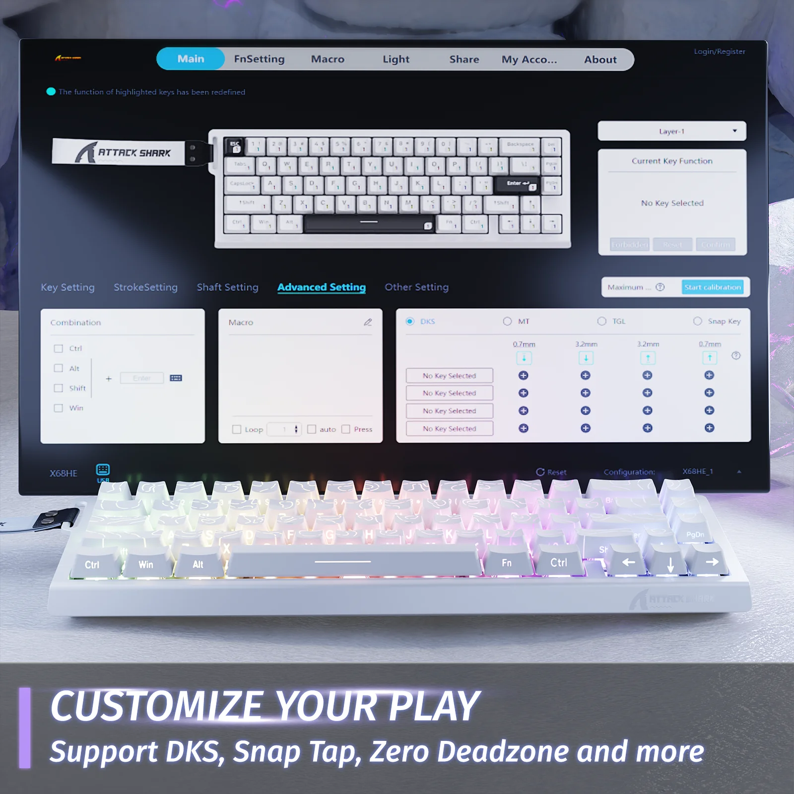 ATTACK SHARK X68 HE Rapid Trigger Keyboard Magnetic Switch 15 ATTACK SHARK X68 HE Rapid Trigger Keyboard Magnetic Switch