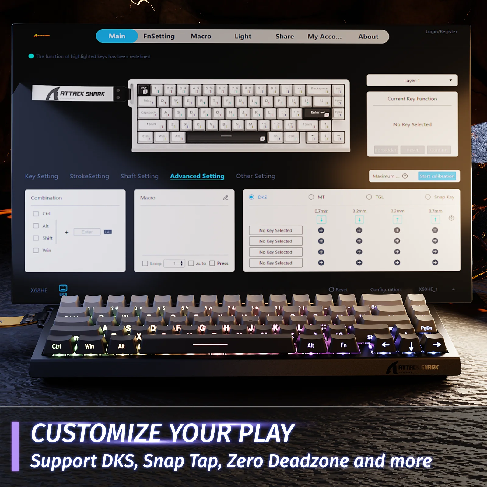 ATTACK SHARK X68 HE Rapid Trigger Keyboard Magnetic Switch 24 ATTACK SHARK X68 HE Rapid Trigger Keyboard Magnetic Switch