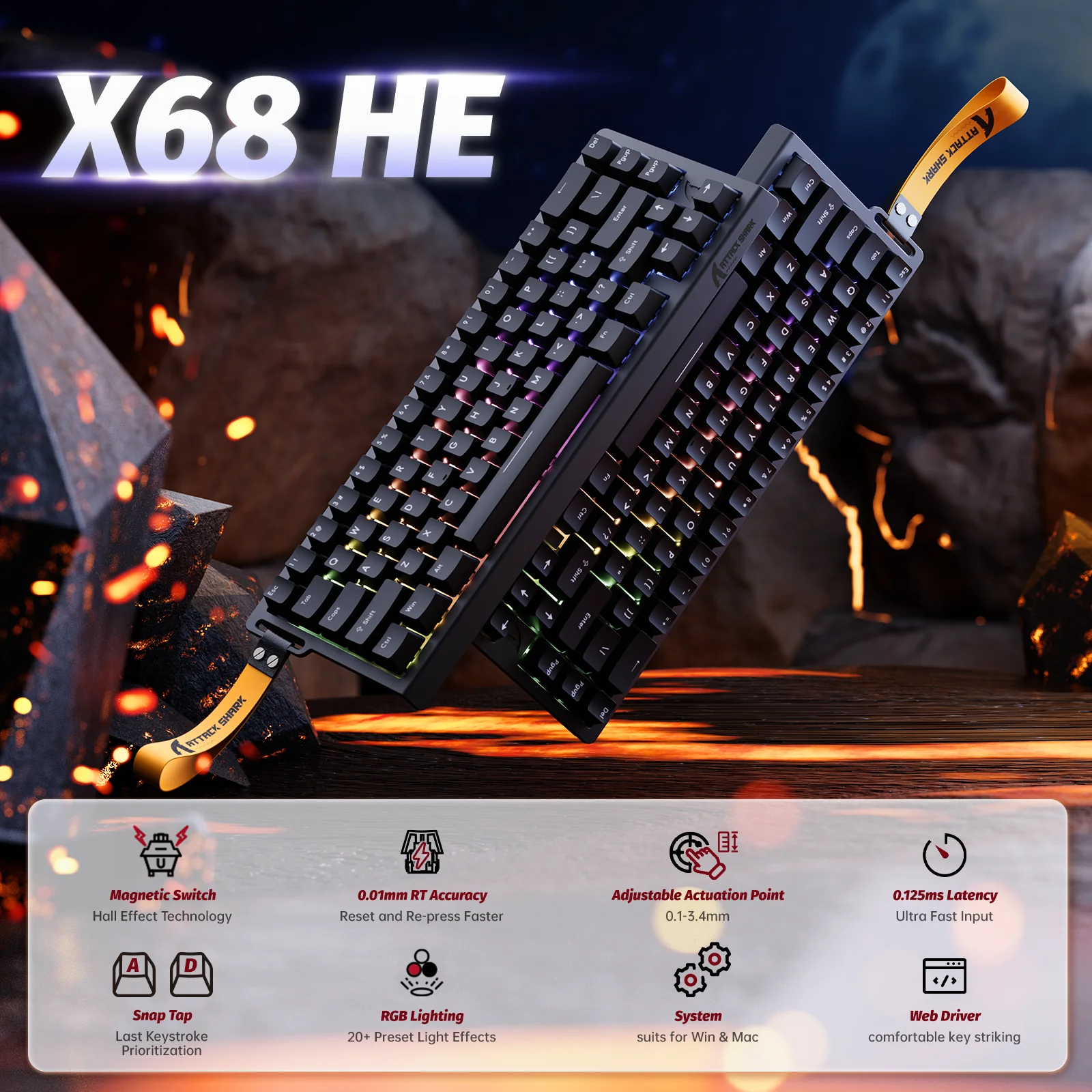 ATTACK SHARK X68 HE Rapid Trigger Keyboard Magnetic Switch 29 ATTACK SHARK X68 HE Rapid Trigger Keyboard Magnetic Switch
