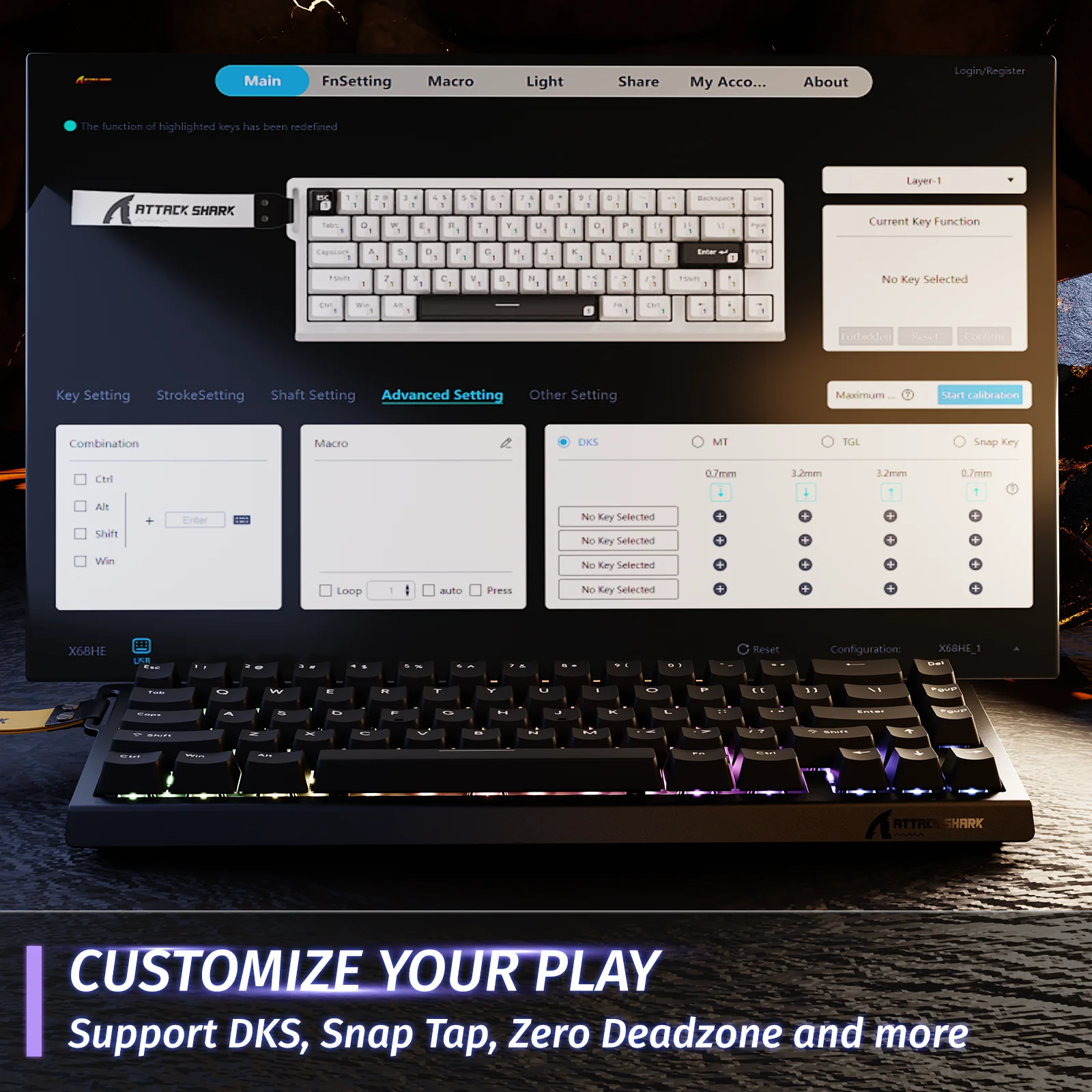 ATTACK SHARK X68 HE Rapid Trigger Keyboard Magnetic Switch 33 ATTACK SHARK X68 HE Rapid Trigger Keyboard Magnetic Switch