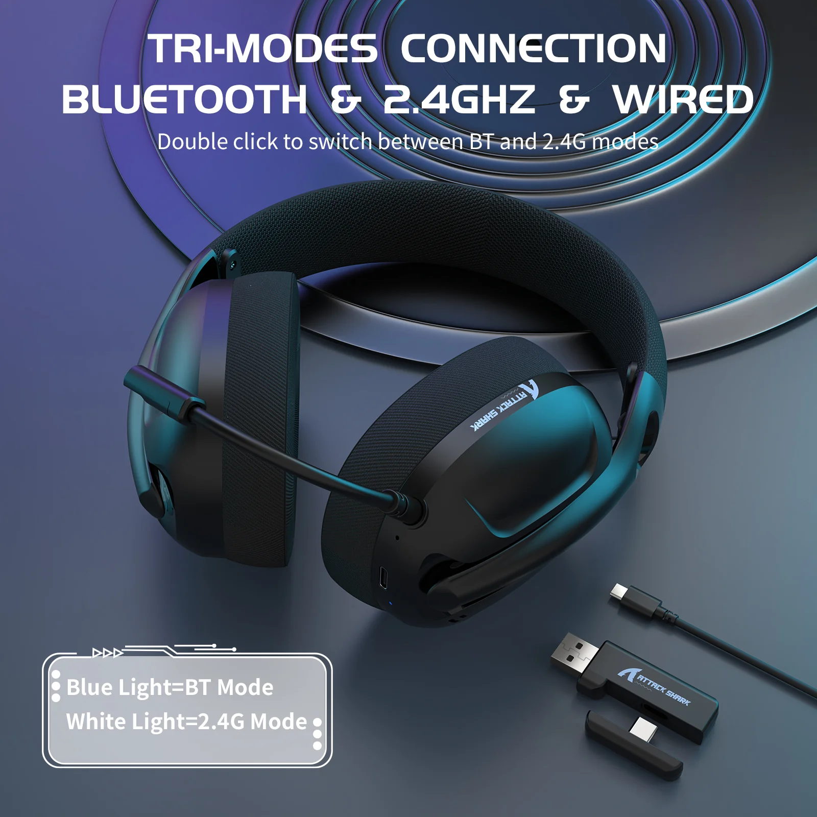 ATTACK SHARK L80 Ultra-Light Tri-Mode Gaming Headset 11 ATTACK SHARK L80 Ultra-Light Tri-Mode Gaming Headset