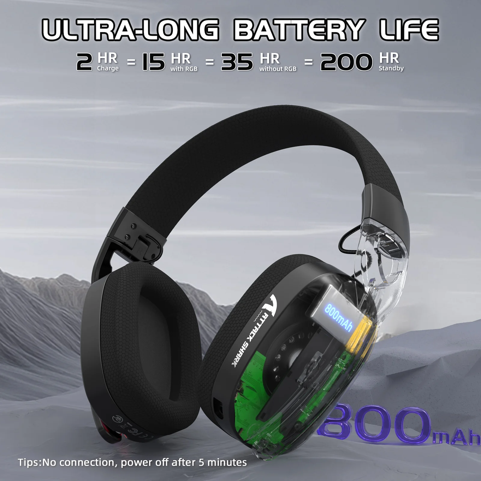 ATTACK SHARK L90 Foldable RGB Ultra-Light Tri-Mode Gaming Headset 4 ATTACK SHARK L90 Foldable RGB Ultra-Light Tri-Mode Gaming Headset
