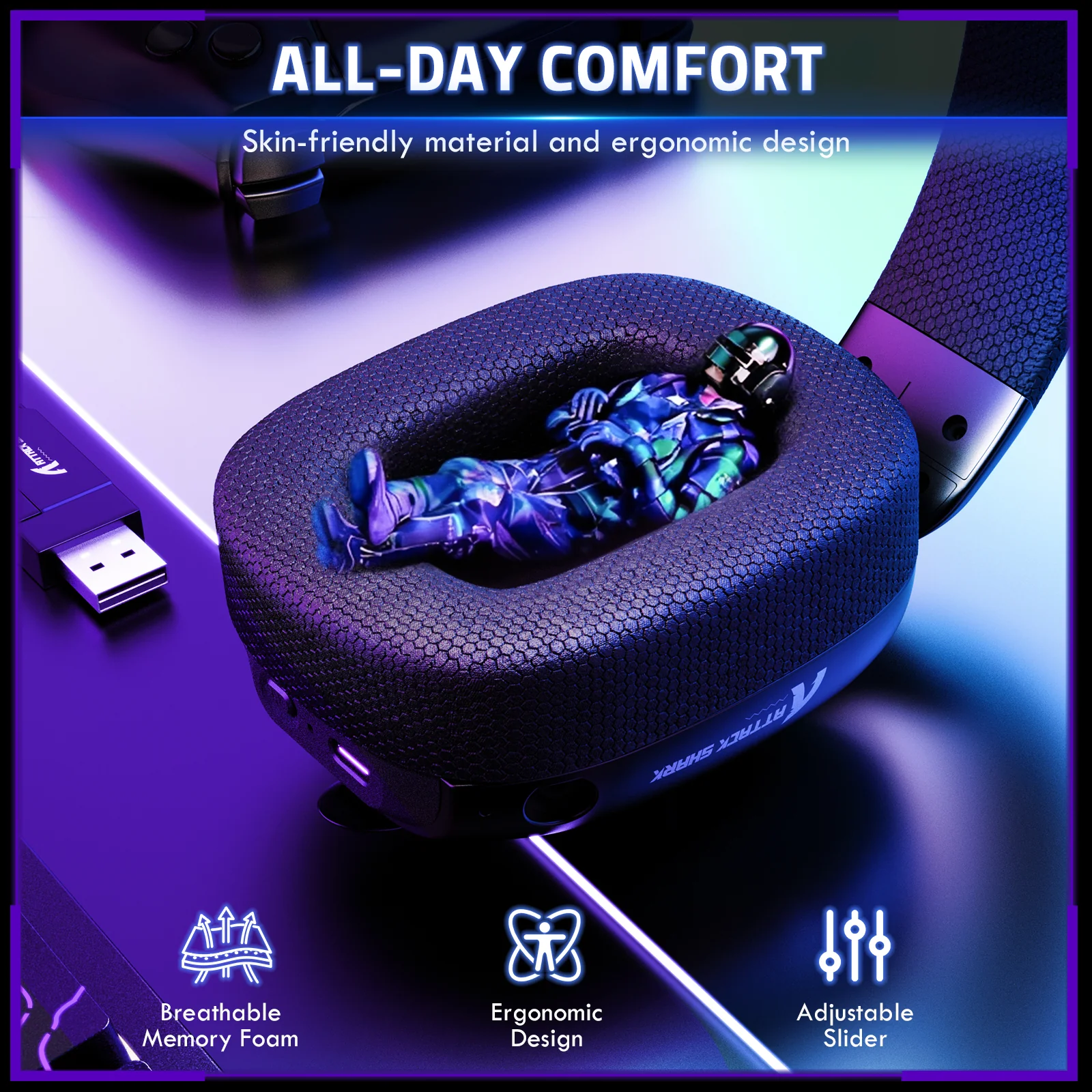 ATTACK SHARK L80PRO Wireless Gaming Headset 7 ATTACK SHARK L80PRO Wireless Gaming Headset