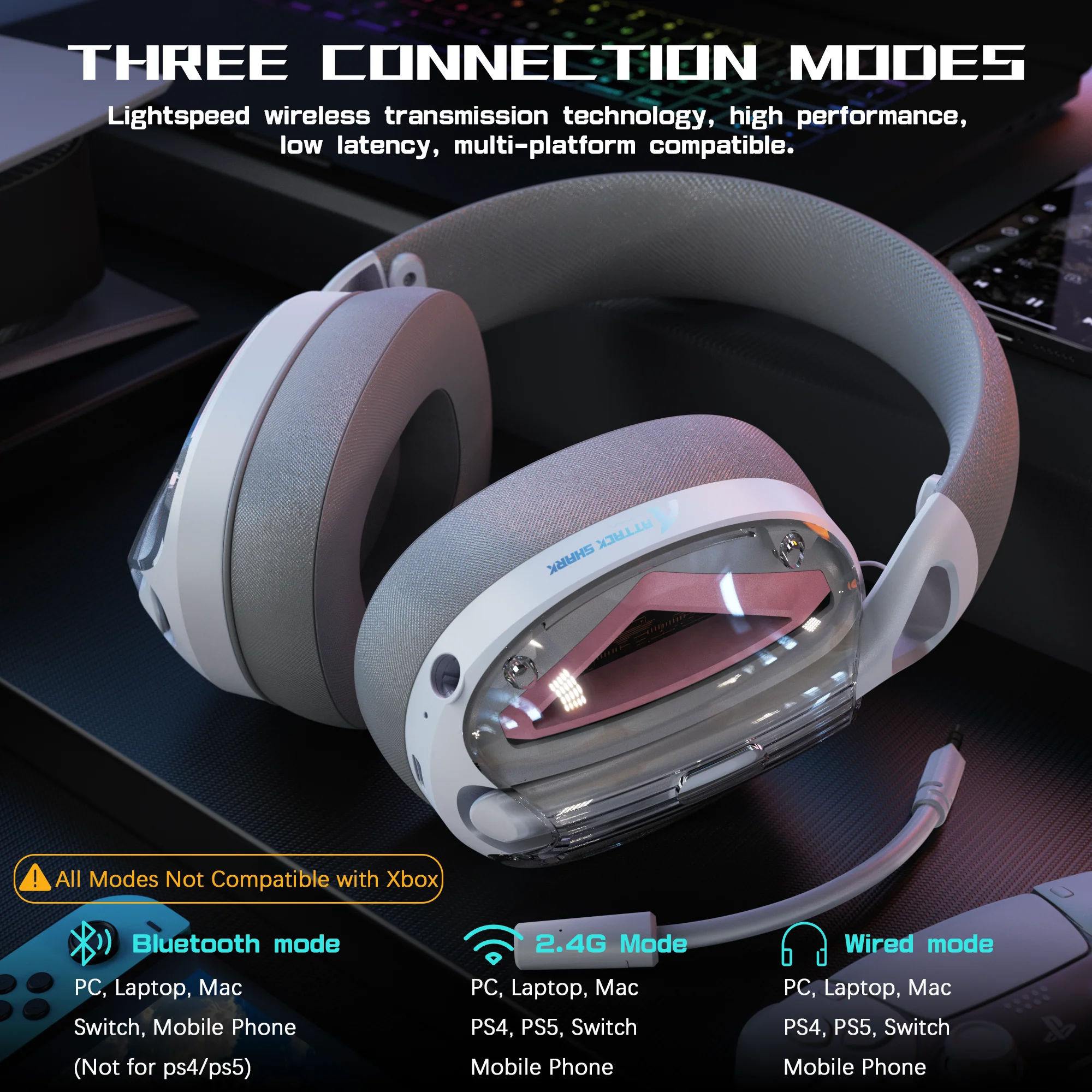 ATTACK SHARK L60 Ultra-Light Tri-Mode Gaming Headset 11 ATTACK SHARK L60 Ultra-Light Tri-Mode Gaming Headset