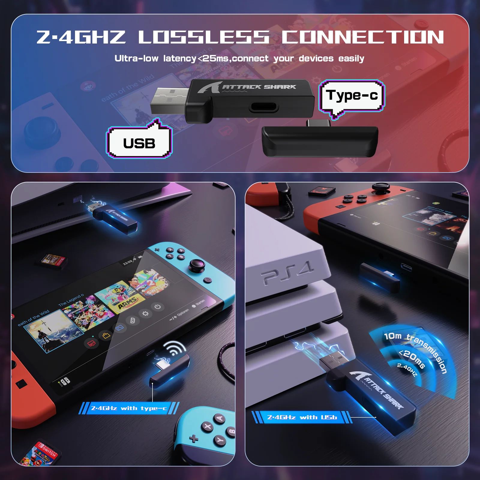 ATTACK SHARK L60 Ultra-Light Tri-Mode Gaming Headset 7 ATTACK SHARK L60 Ultra-Light Tri-Mode Gaming Headset