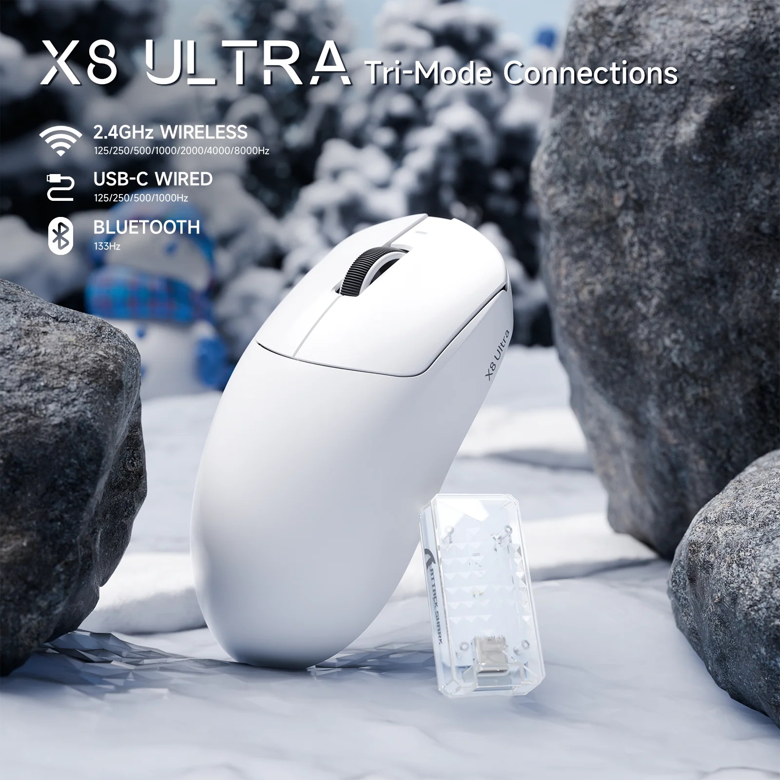 ATTACK SHARK X8 Ultra 8KHz Wireless Gaming Mouse With C06 Ultra Cable