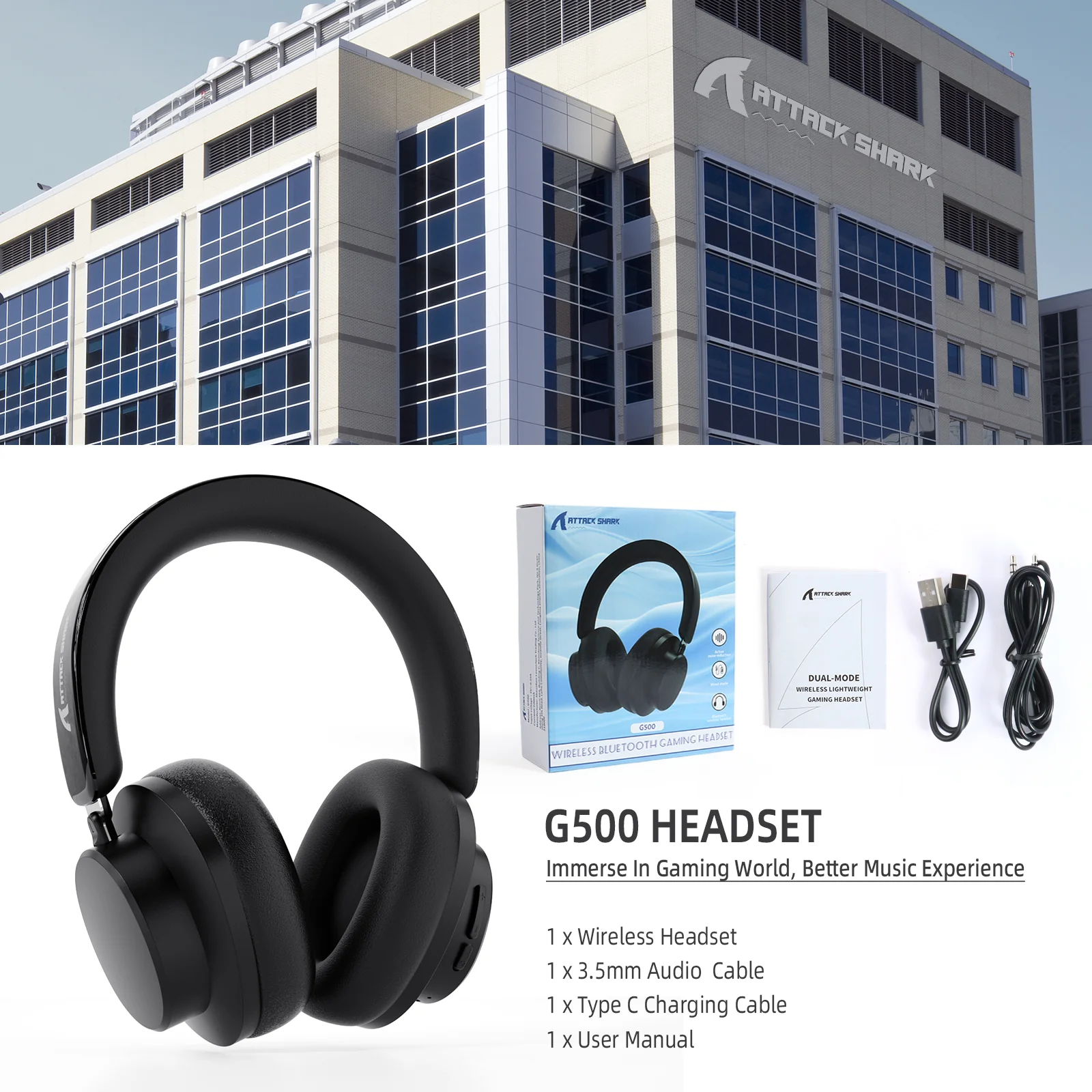 ATTACK SHARK G500 Ultra-Light Dual-Mode Gaming Headset 9 ATTACK SHARK G500 Ultra-Light Dual-Mode Gaming Headset