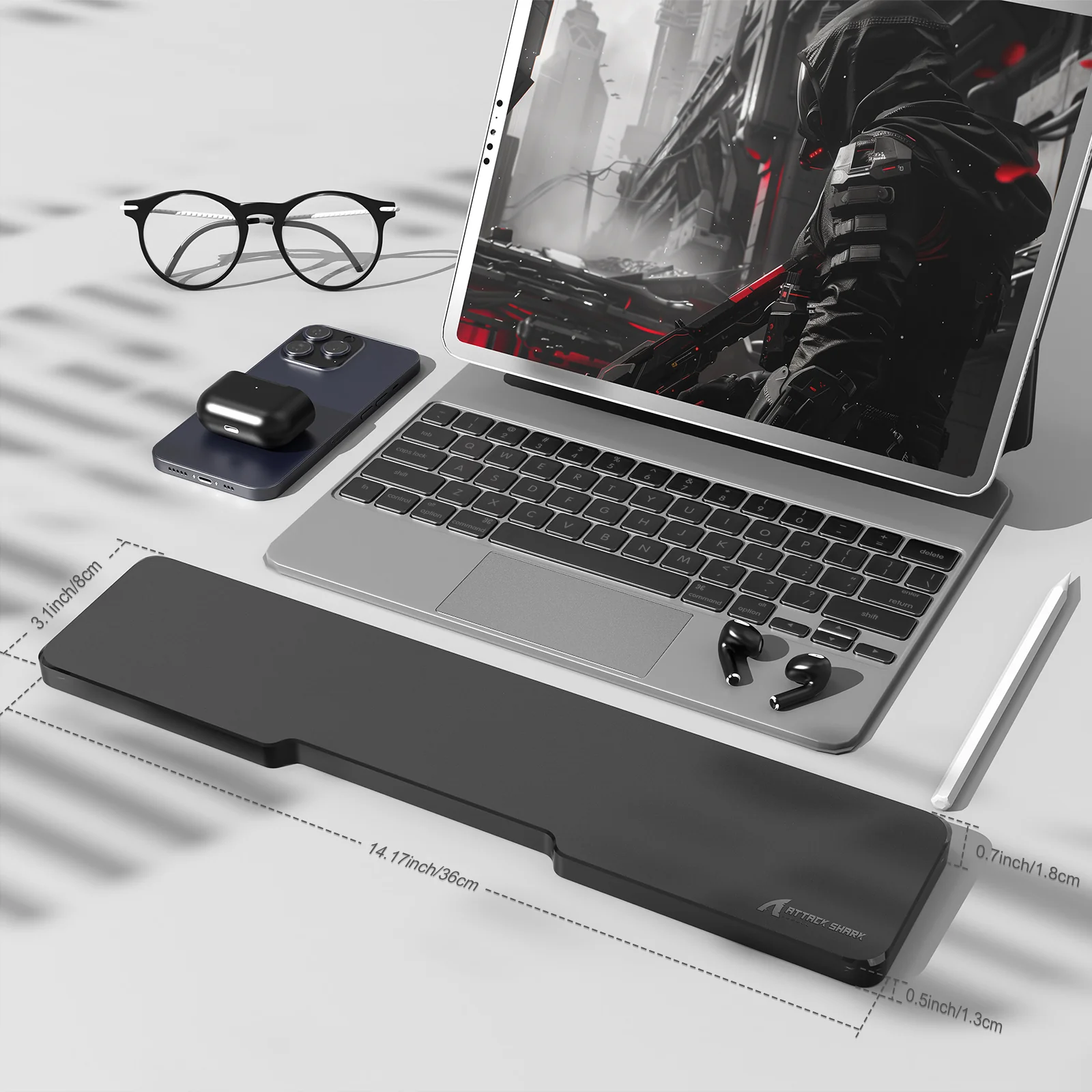 ATTACK SHARK Black Acrylic Wrist Rest 16 ATTACK SHARK Black Acrylic Wrist Rest