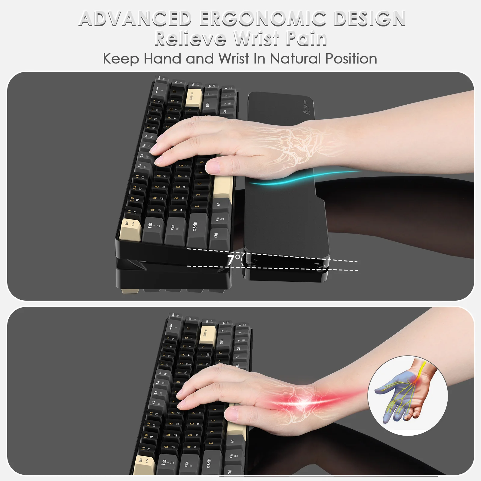 ATTACK SHARK Black Acrylic Wrist Rest 6 ATTACK SHARK Black Acrylic Wrist Rest