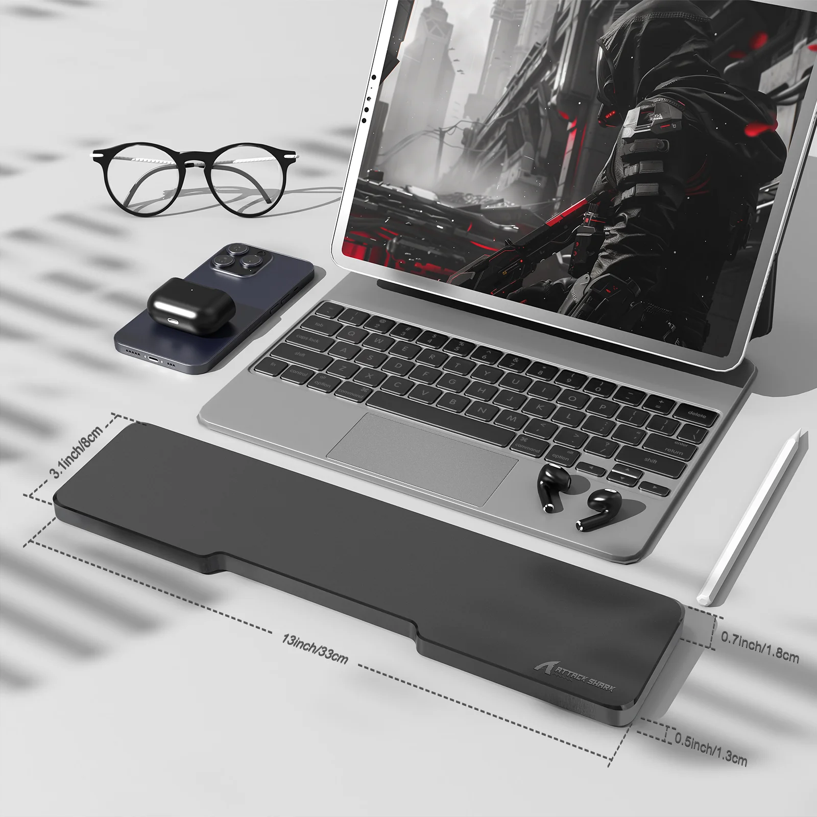 ATTACK SHARK Black Acrylic Wrist Rest 7 ATTACK SHARK Black Acrylic Wrist Rest