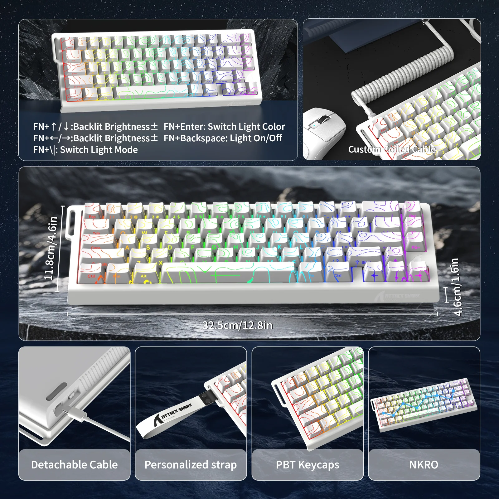 ATTACK SHARK X68 HE Rapid Trigger Keyboard Magnetic Switch with C01PRO Coiled Cable 19 ATTACK SHARK X68 HE Rapid Trigger Keyboard Magnetic Switch with C01PRO Coiled Cable