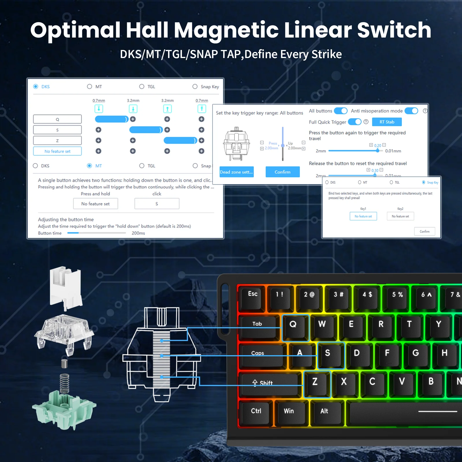 ATTACK SHARK X68 HE Rapid Trigger Keyboard Magnetic Switch with C01PRO Coiled Cable 31 ATTACK SHARK X68 HE Rapid Trigger Keyboard Magnetic Switch with C01PRO Coiled Cable