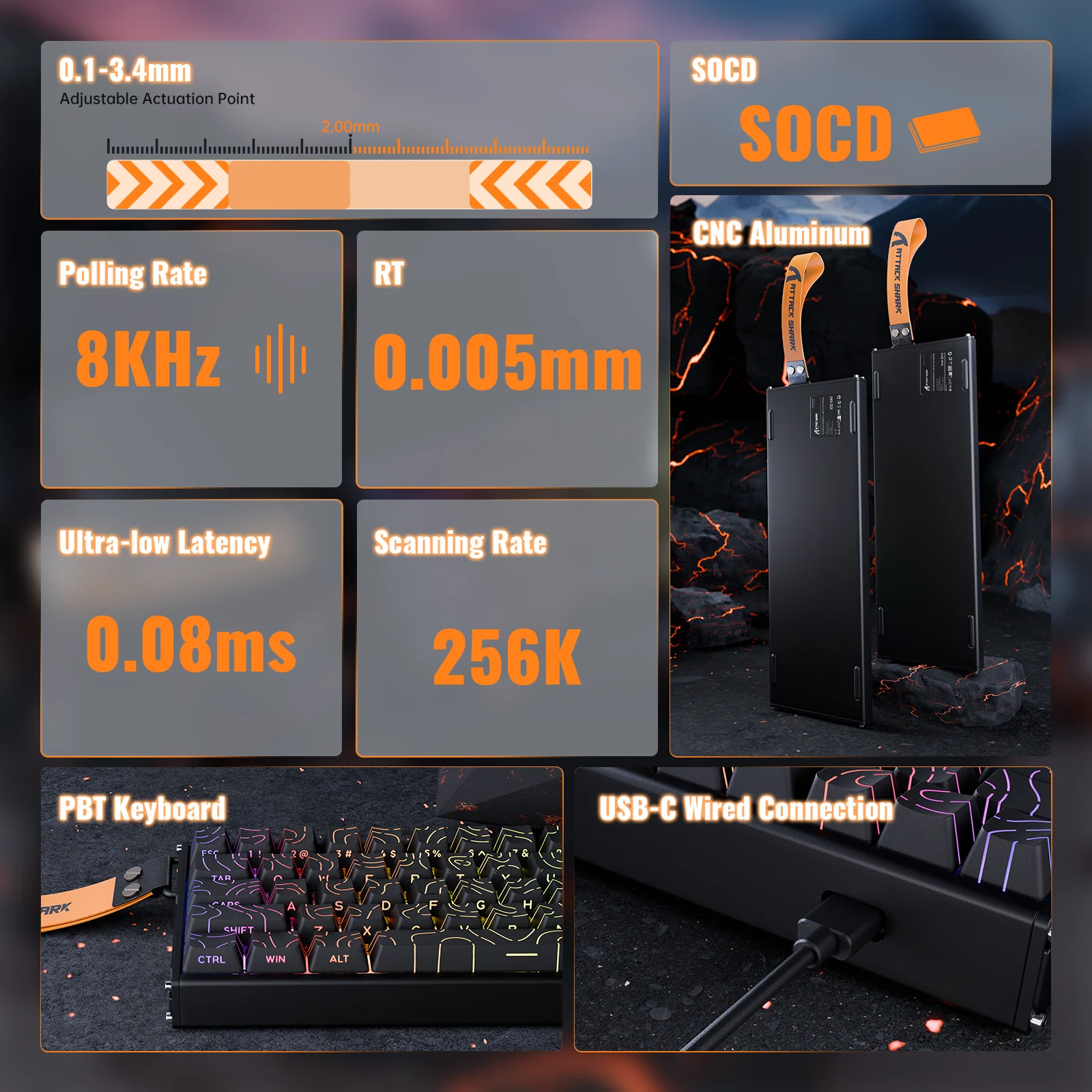 ATTACK SHARK X68MAX HE Rapid Trigger Aluminum Keyboard Magnetic Switch 18 ATTACK SHARK X68MAX HE Rapid Trigger Aluminum Keyboard Magnetic Switch