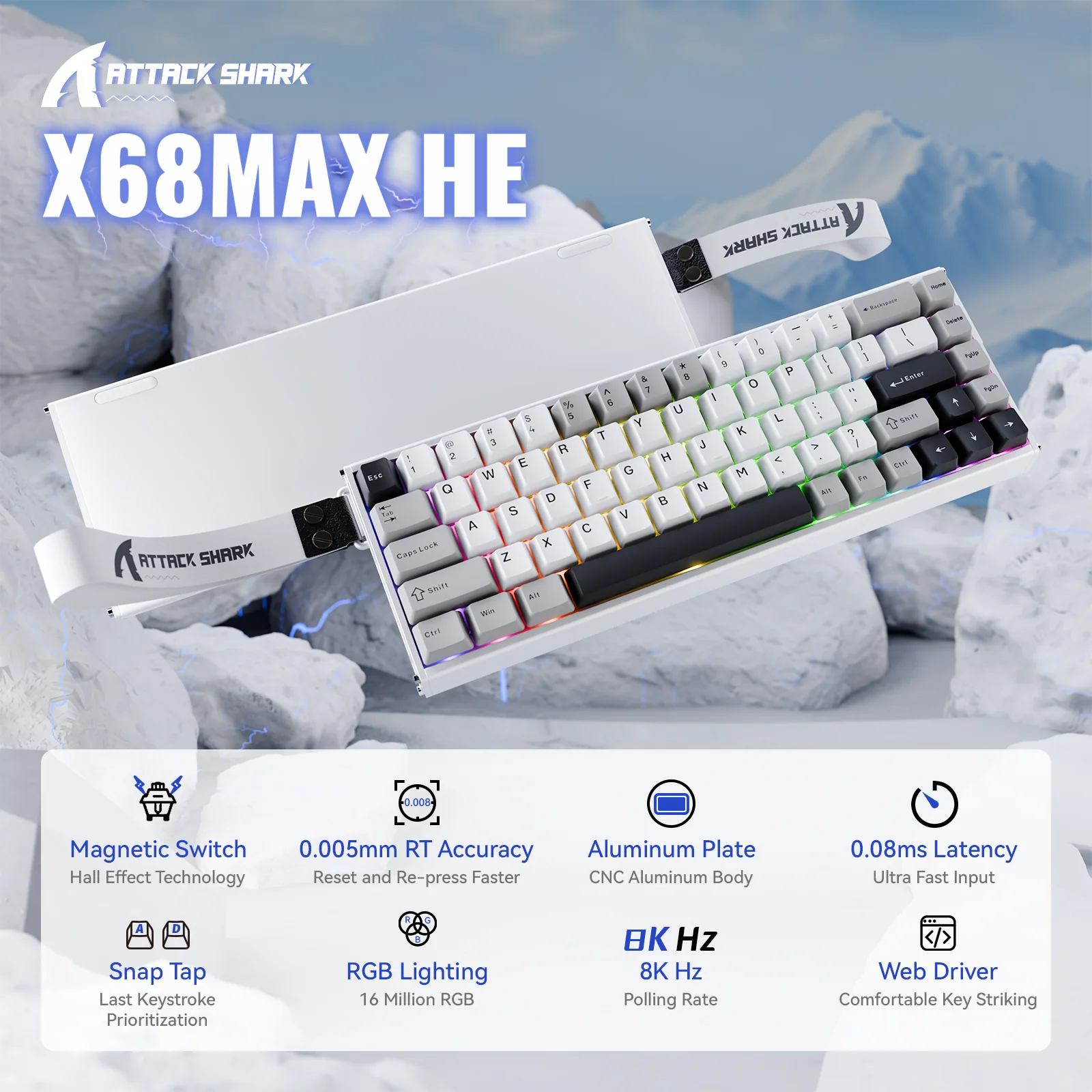 ATTACK SHARK X68MAX HE Rapid Trigger Aluminum Keyboard Magnetic Switch