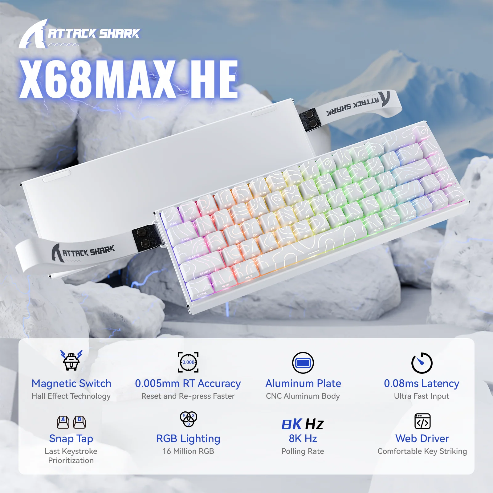 ATTACK SHARK X68MAX HE Rapid Trigger Aluminum Keyboard Magnetic Switch 20 ATTACK SHARK X68MAX HE Rapid Trigger Aluminum Keyboard Magnetic Switch