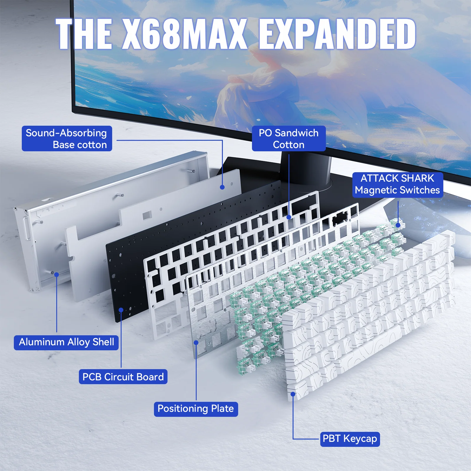 ATTACK SHARK X68MAX HE Rapid Trigger Aluminum Keyboard Magnetic Switch 26 ATTACK SHARK X68MAX HE Rapid Trigger Aluminum Keyboard Magnetic Switch
