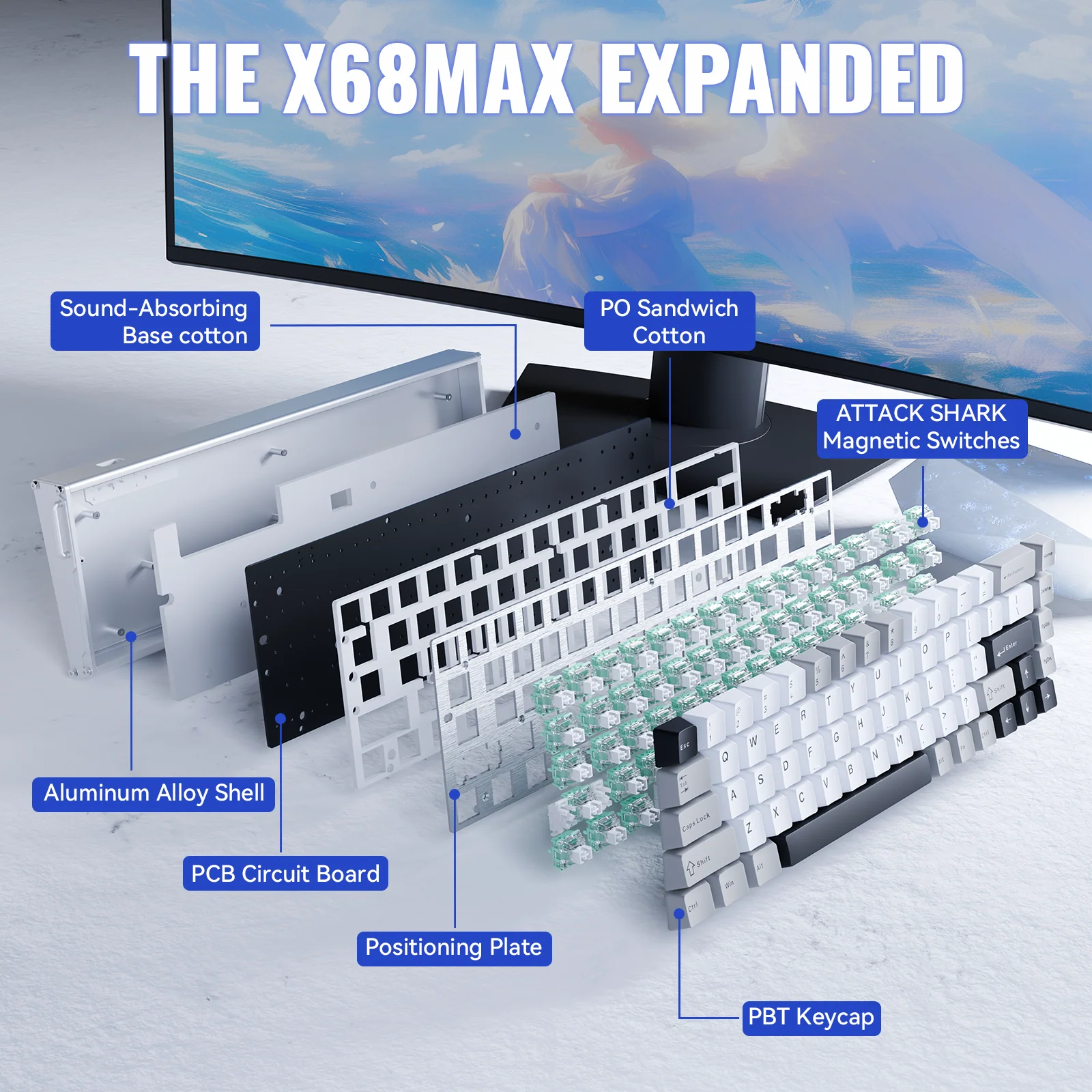 ATTACK SHARK X68MAX HE Rapid Trigger Aluminum Keyboard Magnetic Switch 8 ATTACK SHARK X68MAX HE Rapid Trigger Aluminum Keyboard Magnetic Switch