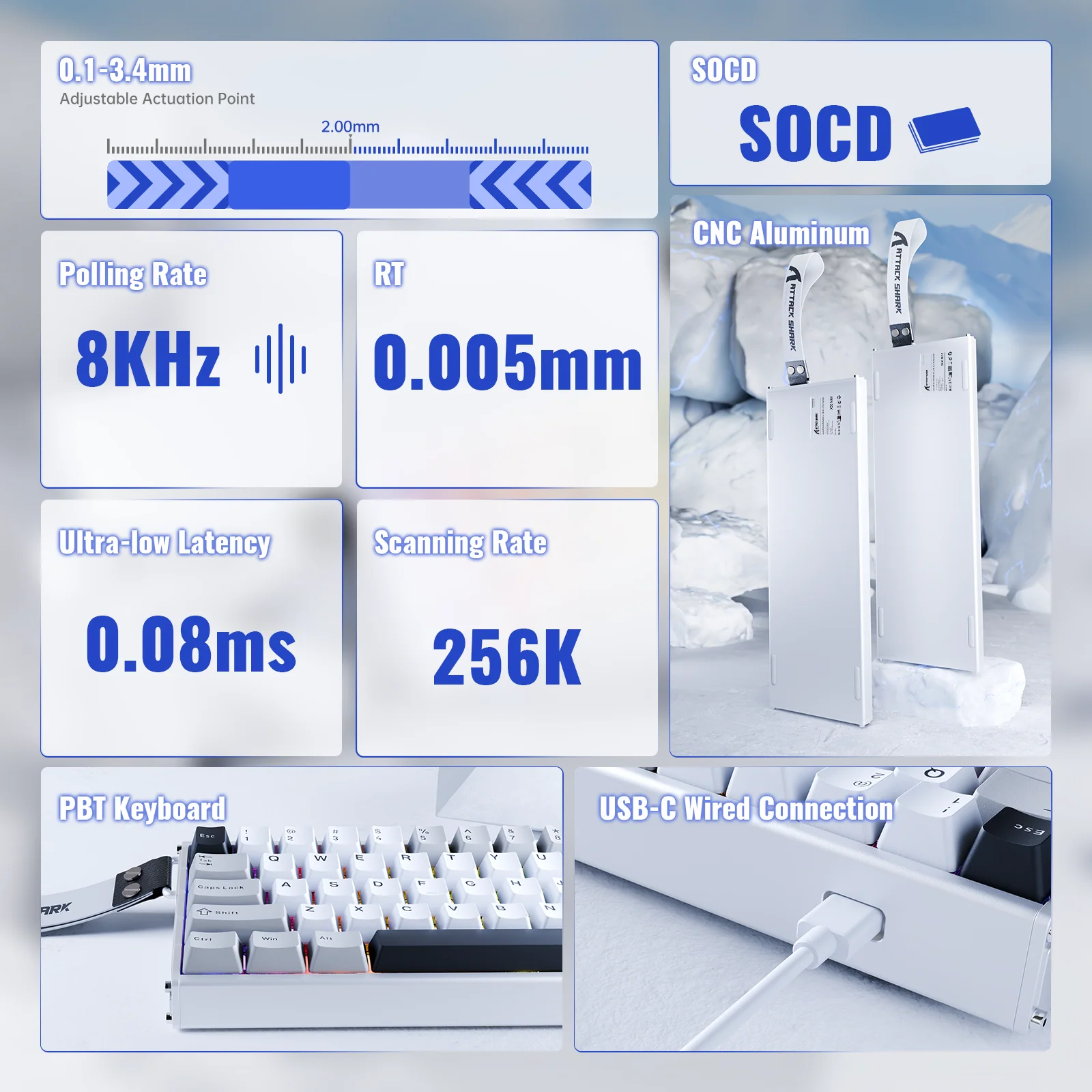 ATTACK SHARK X68MAX HE Rapid Trigger Aluminum Keyboard Magnetic Switch 9 ATTACK SHARK X68MAX HE Rapid Trigger Aluminum Keyboard Magnetic Switch