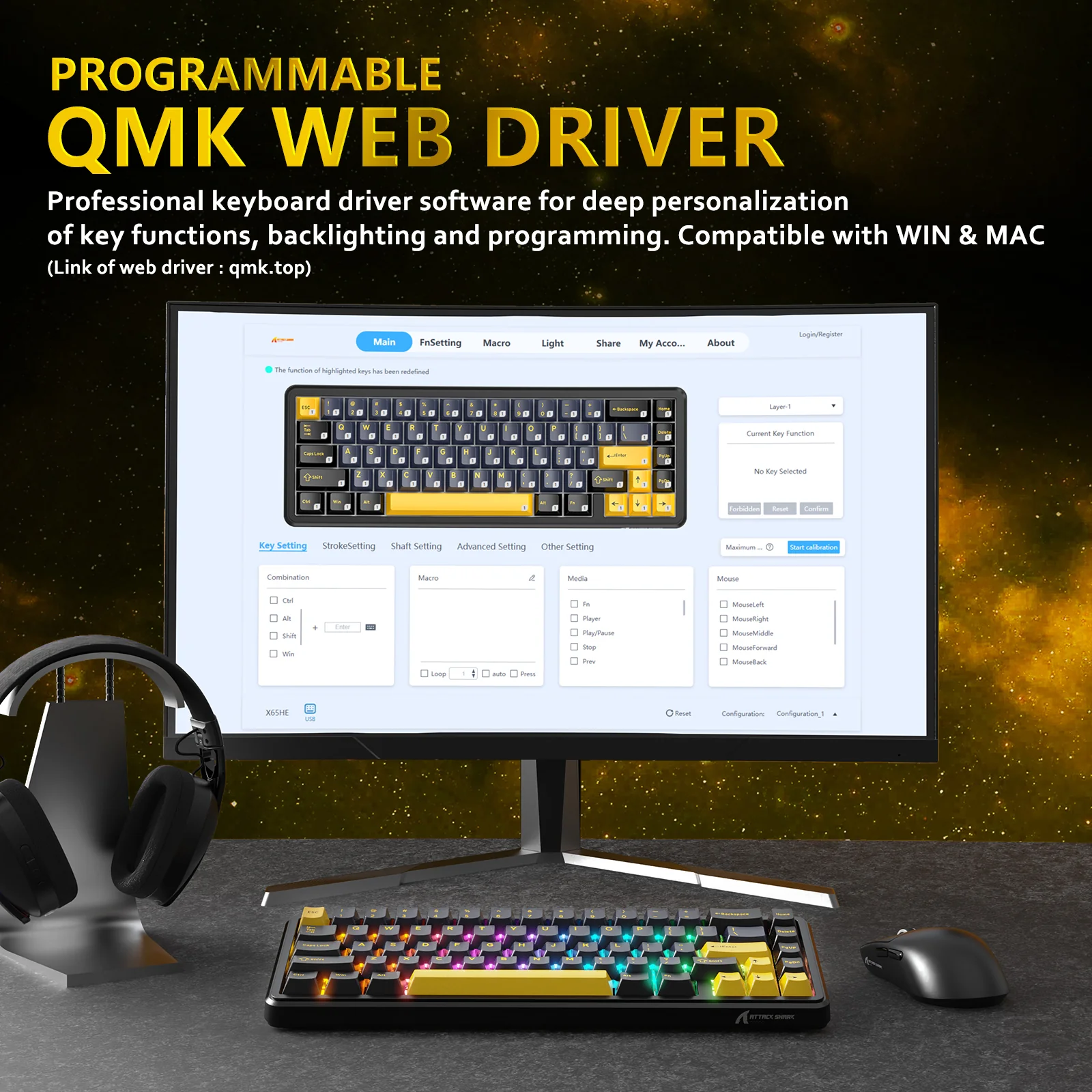 ATTACK SHARK X65 HE Magnetic Switch Rapid Trigger Keyboard 27 ATTACK SHARK X65 HE Magnetic Switch Rapid Trigger Keyboard