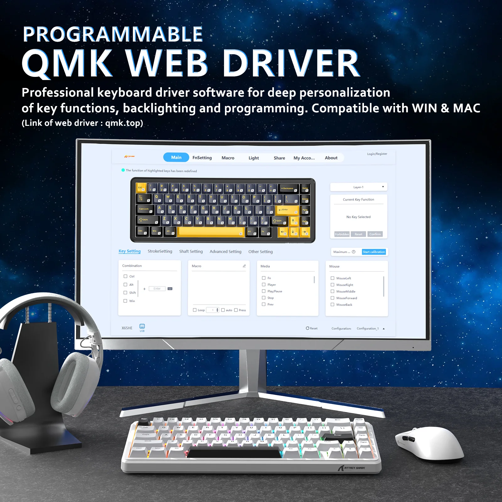 ATTACK SHARK X65 HE Magnetic Switch Rapid Trigger Keyboard 9 ATTACK SHARK X65 HE Magnetic Switch Rapid Trigger Keyboard