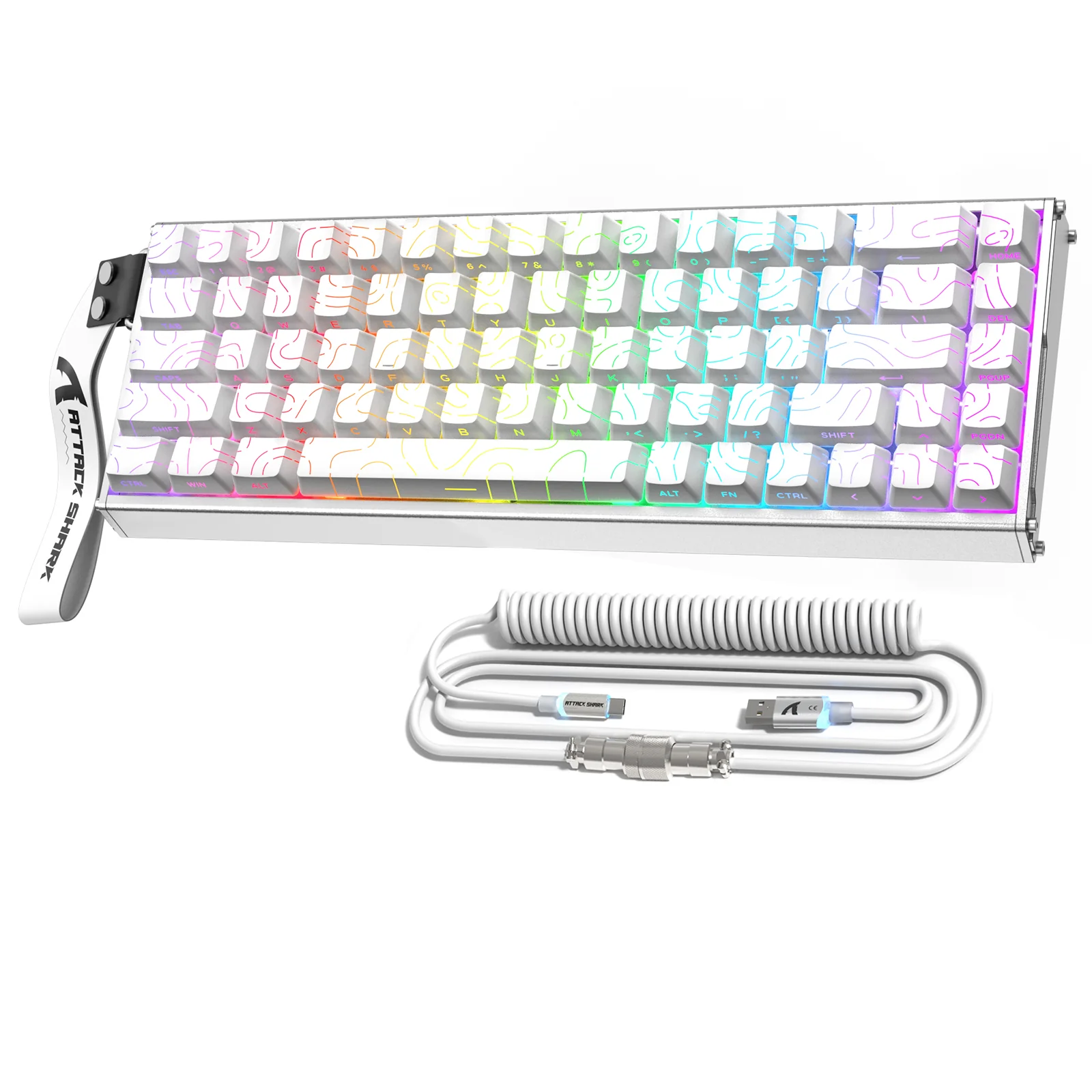 ATTACK SHARK X68MAX HE Rapid Trigger CNC Aluminum Keyboard Magnetic Switch with C01Ultra RGB Coiled Cable
