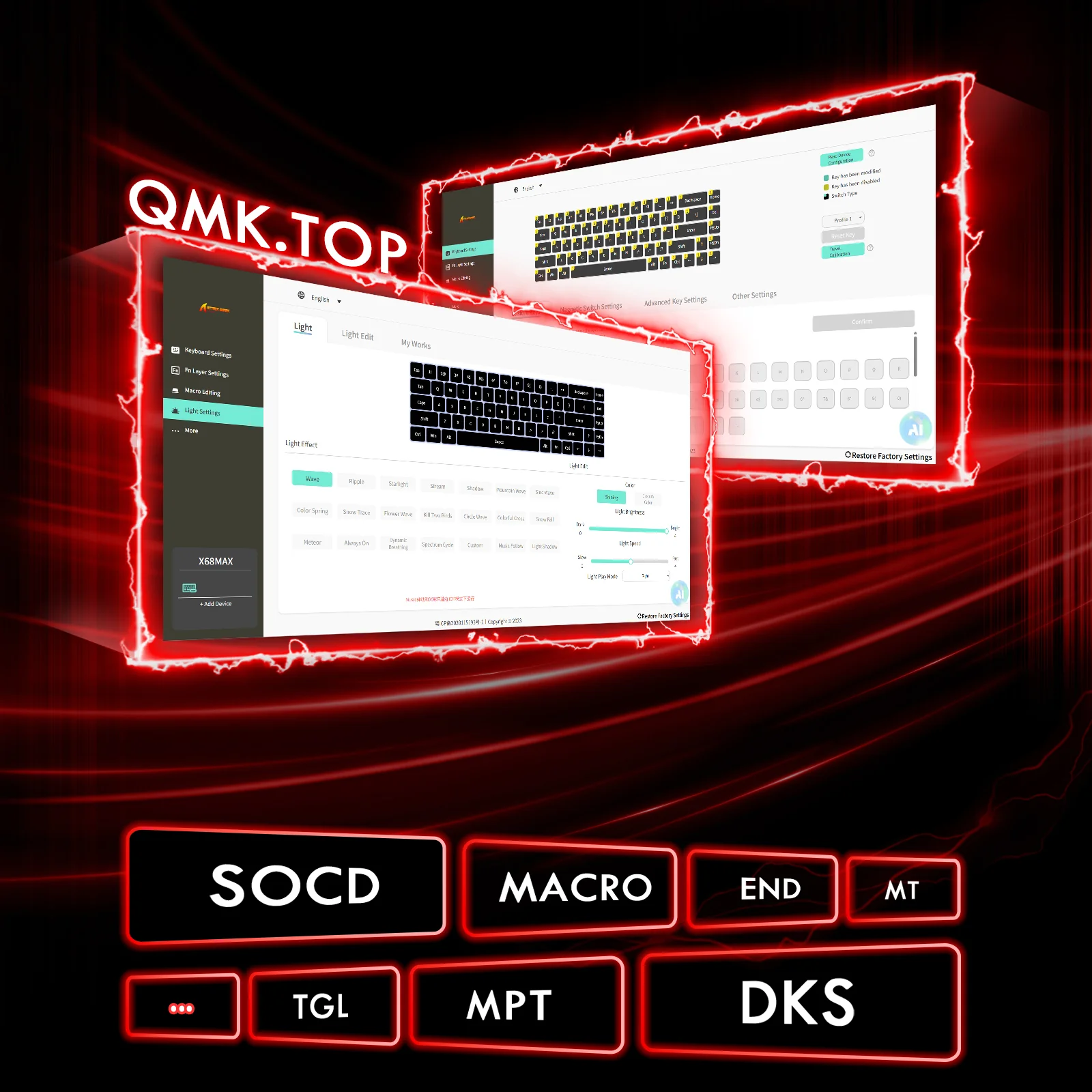 ATTACK SHARK X68MAX HE Rapid Trigger CNC Aluminum Keyboard Magnetic Switch with C01Ultra RGB Coiled Cable