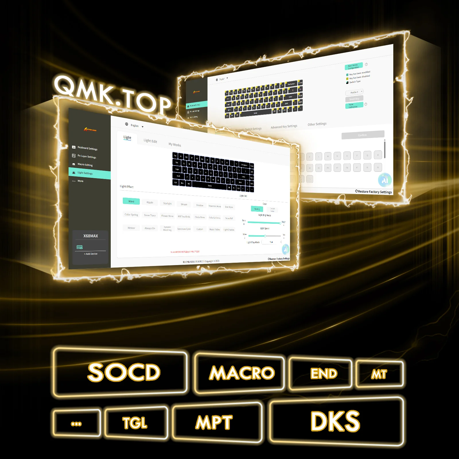 ATTACK SHARK X68MAX HE Rapid Trigger CNC Aluminum Keyboard Magnetic Switch with C01Ultra RGB Coiled Cable