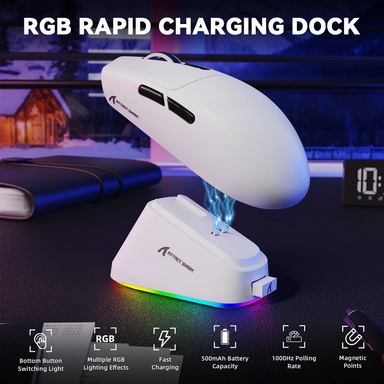 ATTACK SHARK G3PRO Tri-mode Wireless Gaming Mouse with Charge Dock 25000 DPI Ultra Lightweight