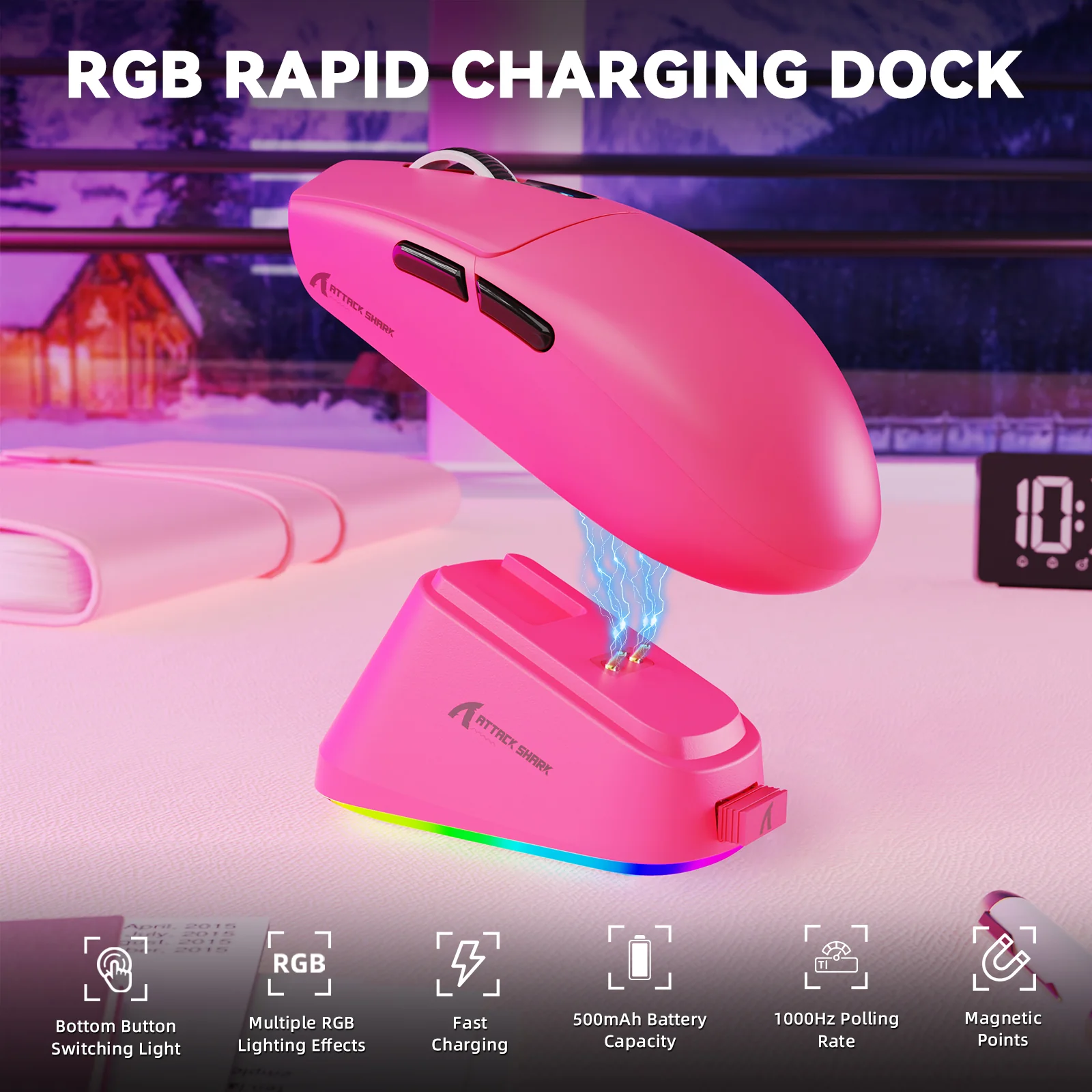 ATTACK SHARK G3PRO Tri-mode Wireless Gaming Mouse with Charge Dock 25000 DPI Ultra Lightweight
