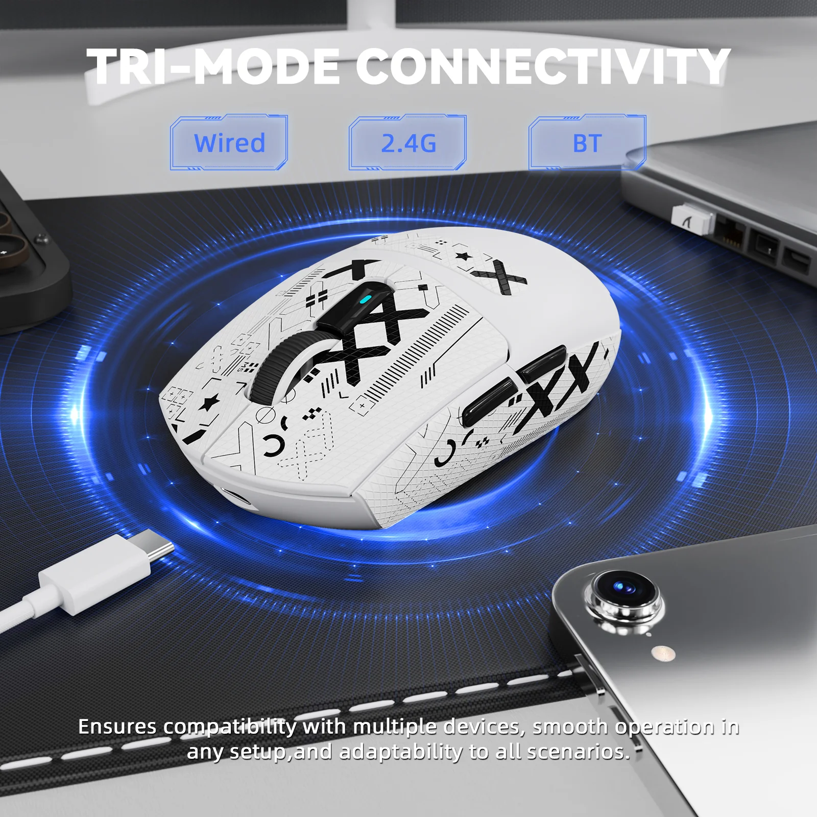 ATTACK SHARK G3PRO Tri-mode Wireless Gaming Mouse with Charge Dock 25000 DPI Ultra Lightweight