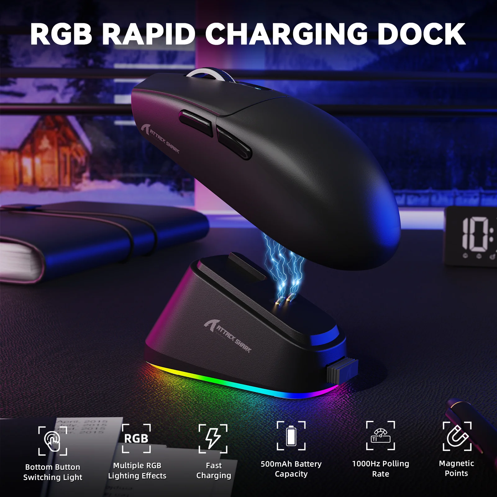ATTACK SHARK G3PRO Tri-mode Wireless Gaming Mouse with Charge Dock 25000 DPI Ultra Lightweight