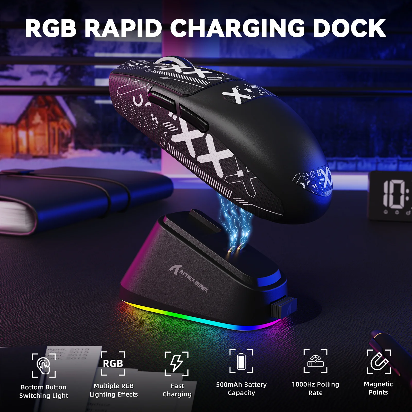 ATTACK SHARK G3PRO Tri-mode Wireless Gaming Mouse with Charge Dock 25000 DPI Ultra Lightweight