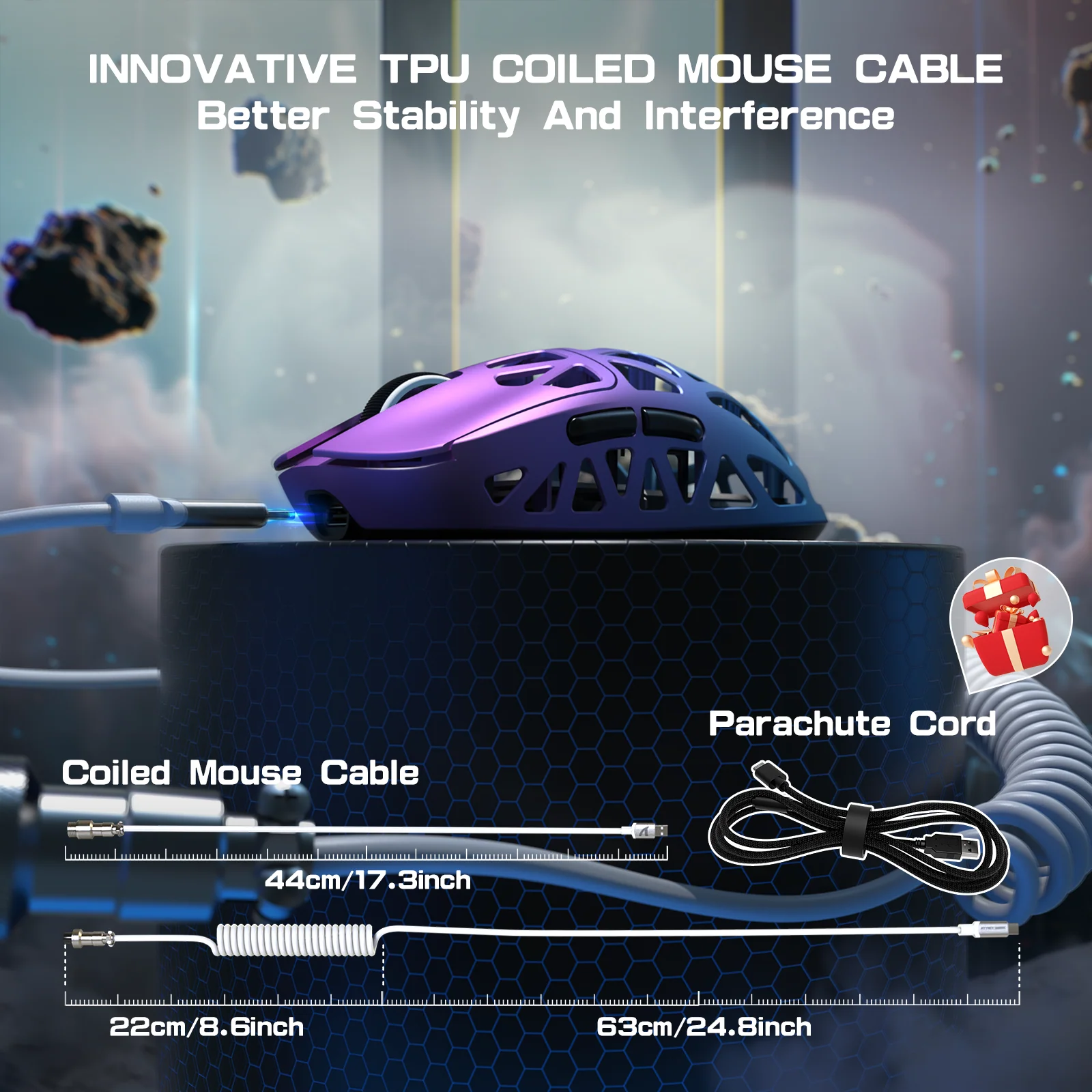 ATTACK SHARK R2PRO Magnesium Alloy PAW3950 Gaming Mouse 8K with Mouse Coiled Cable (Not Include the Charging Dock) 17 ATTACK SHARK R2PRO Magnesium Alloy PAW3950 Gaming Mouse 8K with Mouse Coiled Cable (Not Include the Charging Dock)